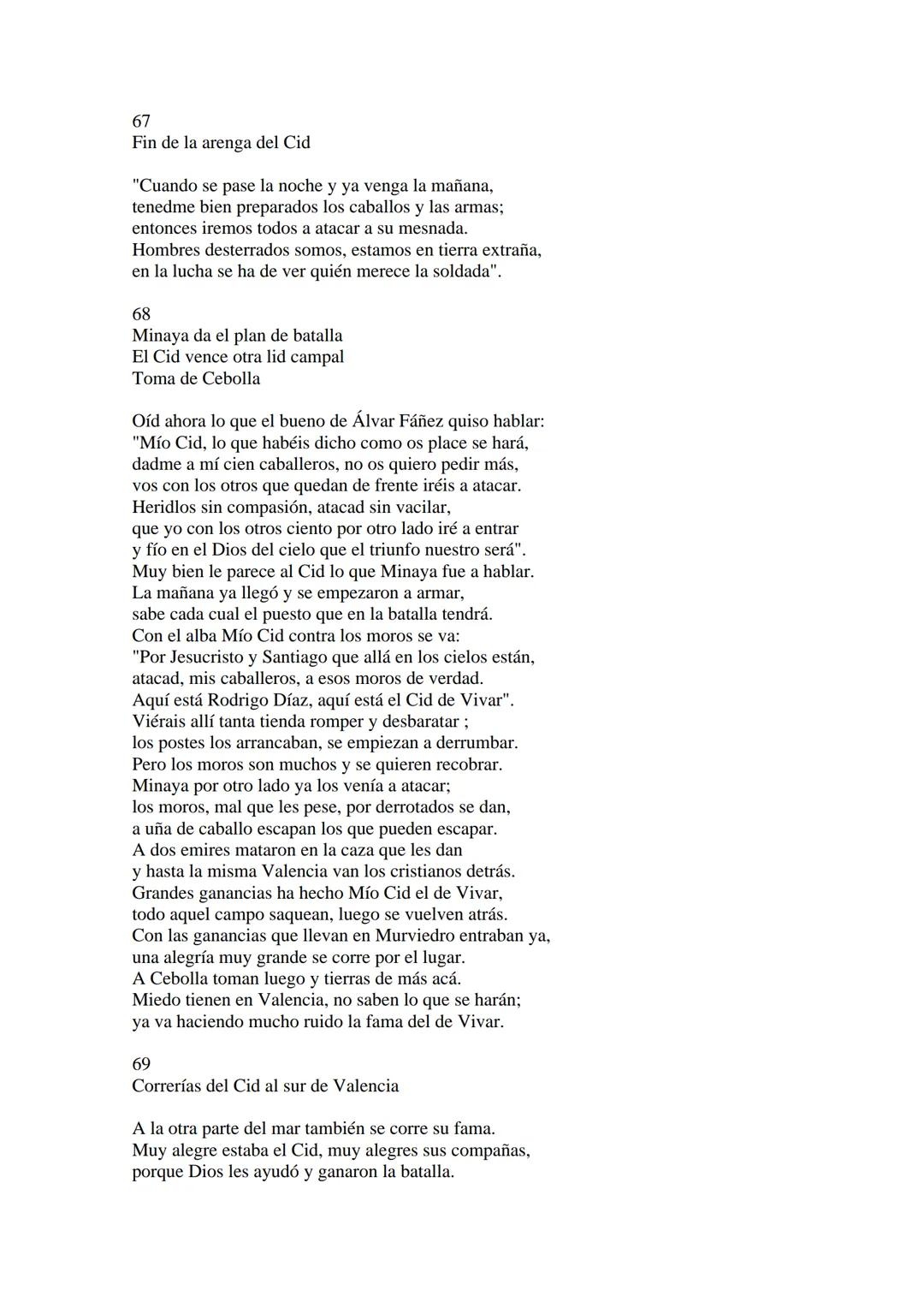 CANTAR DE MIO CID EN CASTELLANO MODERNO
Tirada 1
1.
El Cid convoca a sus vasallos; éstos se destierran con él.
Adiós del Cid a Vivar.
(Envió