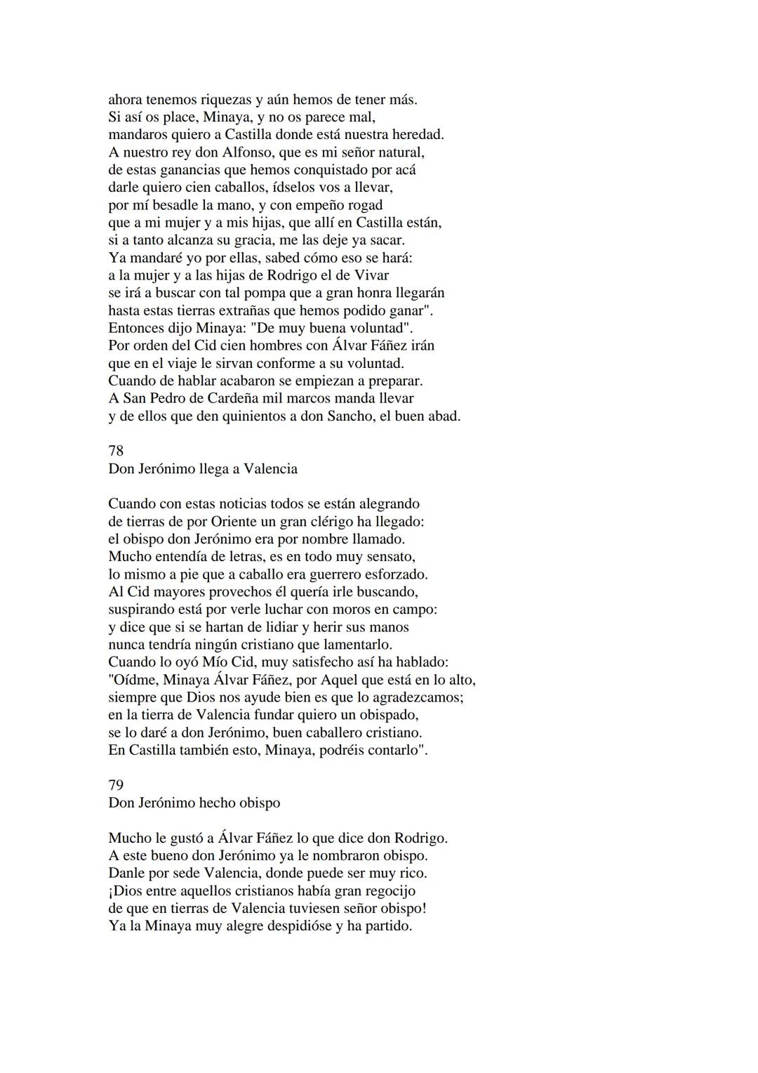 CANTAR DE MIO CID EN CASTELLANO MODERNO
Tirada 1
1.
El Cid convoca a sus vasallos; éstos se destierran con él.
Adiós del Cid a Vivar.
(Envió