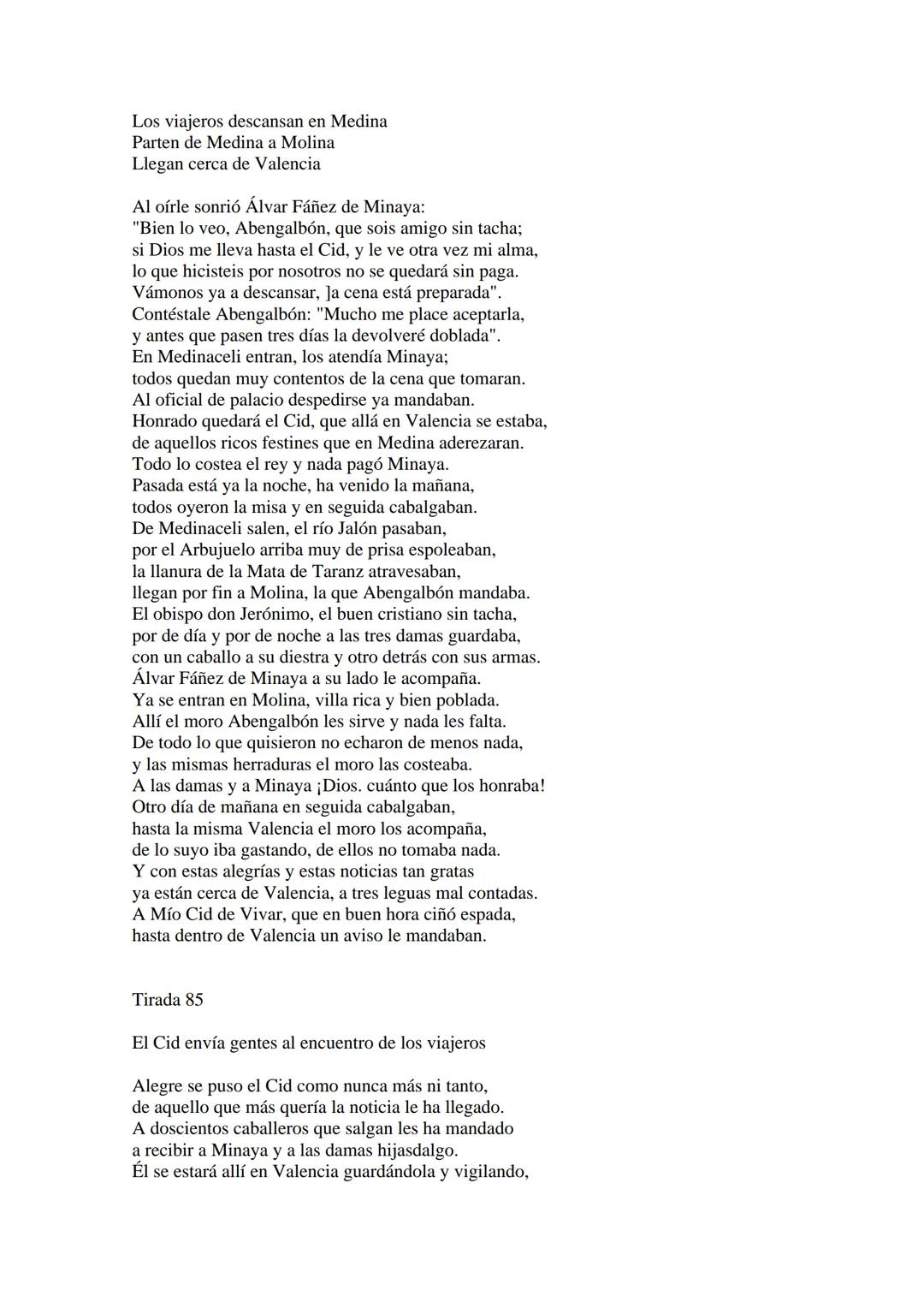 CANTAR DE MIO CID EN CASTELLANO MODERNO
Tirada 1
1.
El Cid convoca a sus vasallos; éstos se destierran con él.
Adiós del Cid a Vivar.
(Envió