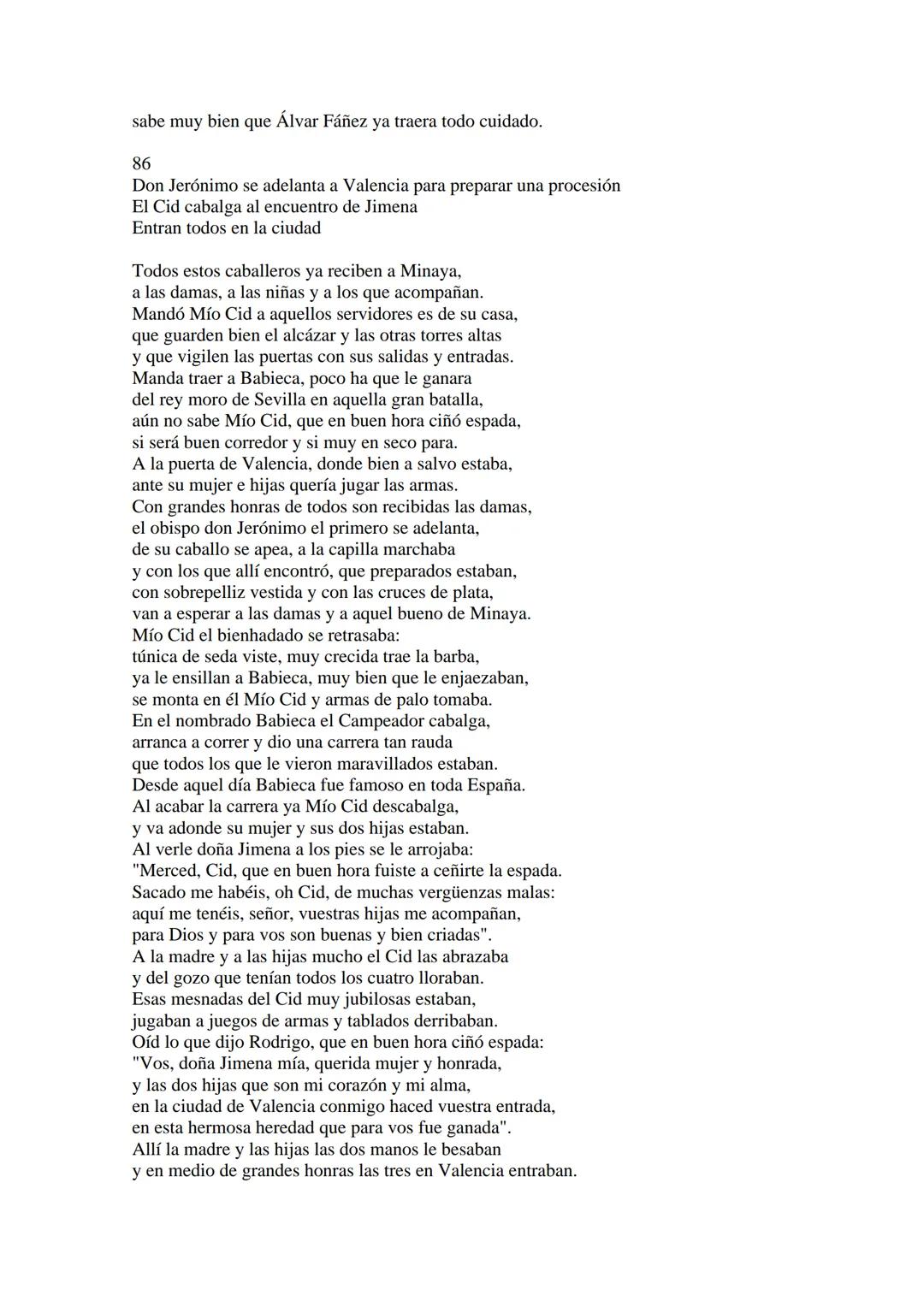 CANTAR DE MIO CID EN CASTELLANO MODERNO
Tirada 1
1.
El Cid convoca a sus vasallos; éstos se destierran con él.
Adiós del Cid a Vivar.
(Envió