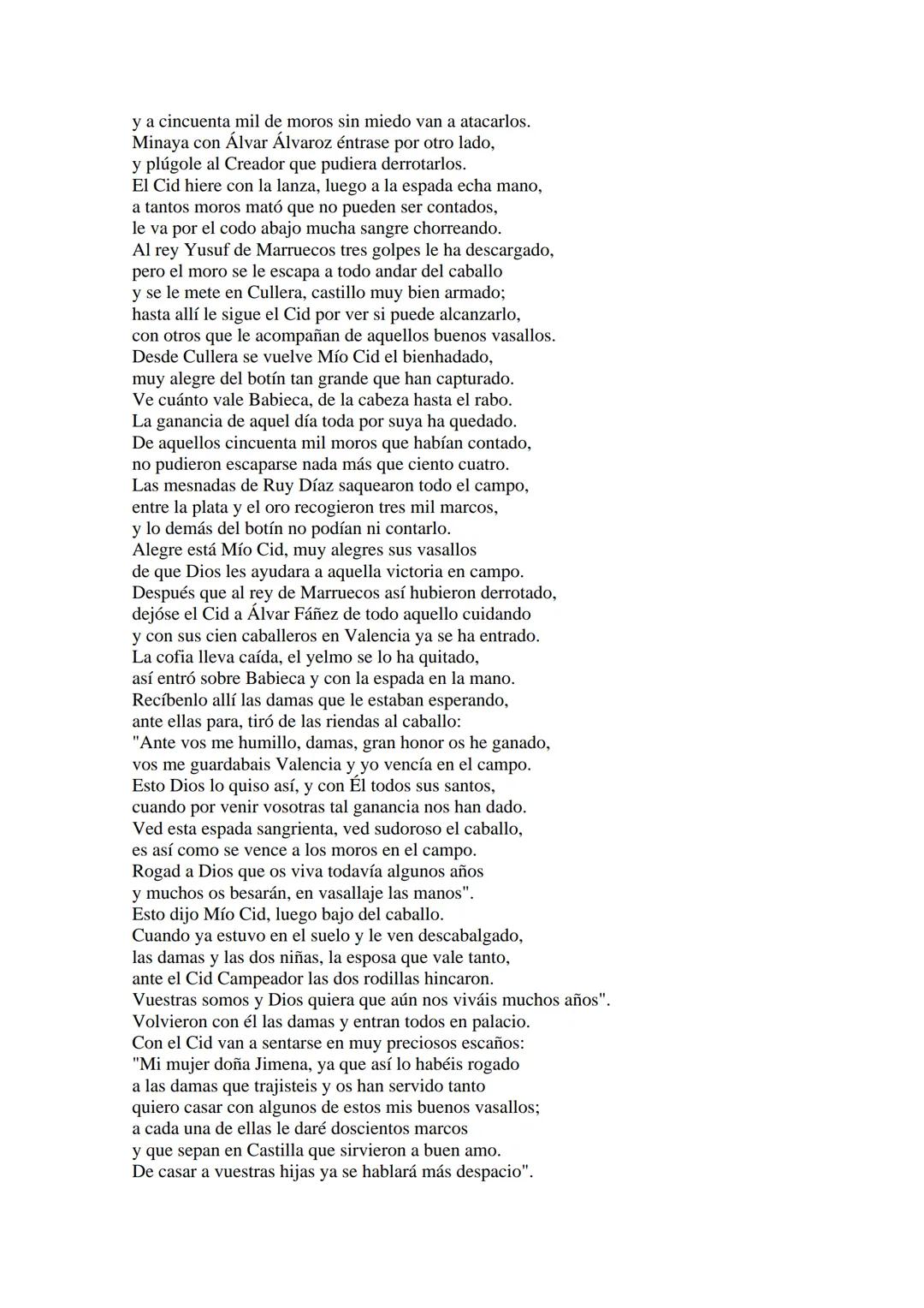 CANTAR DE MIO CID EN CASTELLANO MODERNO
Tirada 1
1.
El Cid convoca a sus vasallos; éstos se destierran con él.
Adiós del Cid a Vivar.
(Envió