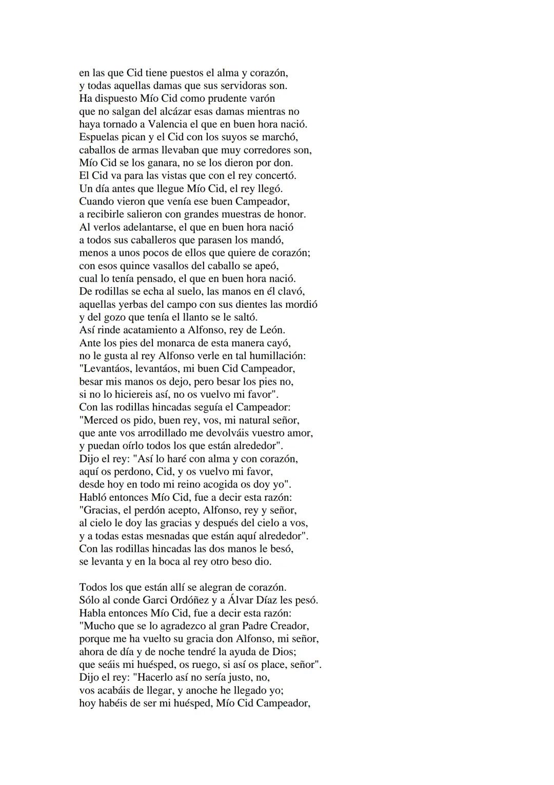 CANTAR DE MIO CID EN CASTELLANO MODERNO
Tirada 1
1.
El Cid convoca a sus vasallos; éstos se destierran con él.
Adiós del Cid a Vivar.
(Envió
