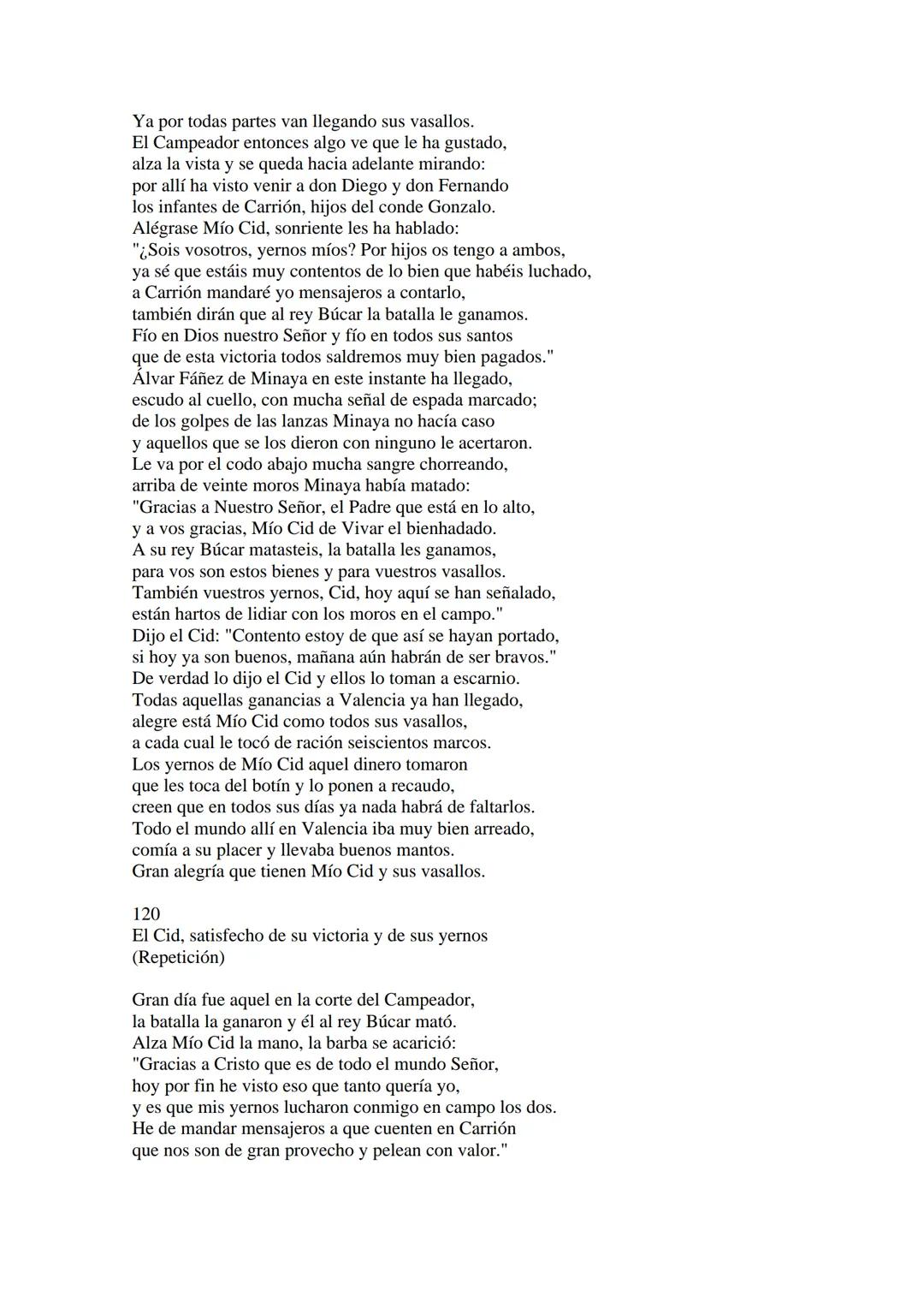 CANTAR DE MIO CID EN CASTELLANO MODERNO
Tirada 1
1.
El Cid convoca a sus vasallos; éstos se destierran con él.
Adiós del Cid a Vivar.
(Envió