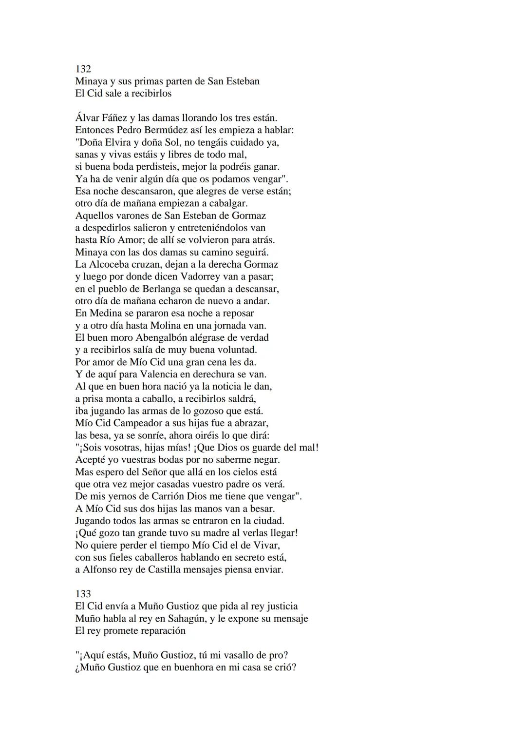 CANTAR DE MIO CID EN CASTELLANO MODERNO
Tirada 1
1.
El Cid convoca a sus vasallos; éstos se destierran con él.
Adiós del Cid a Vivar.
(Envió