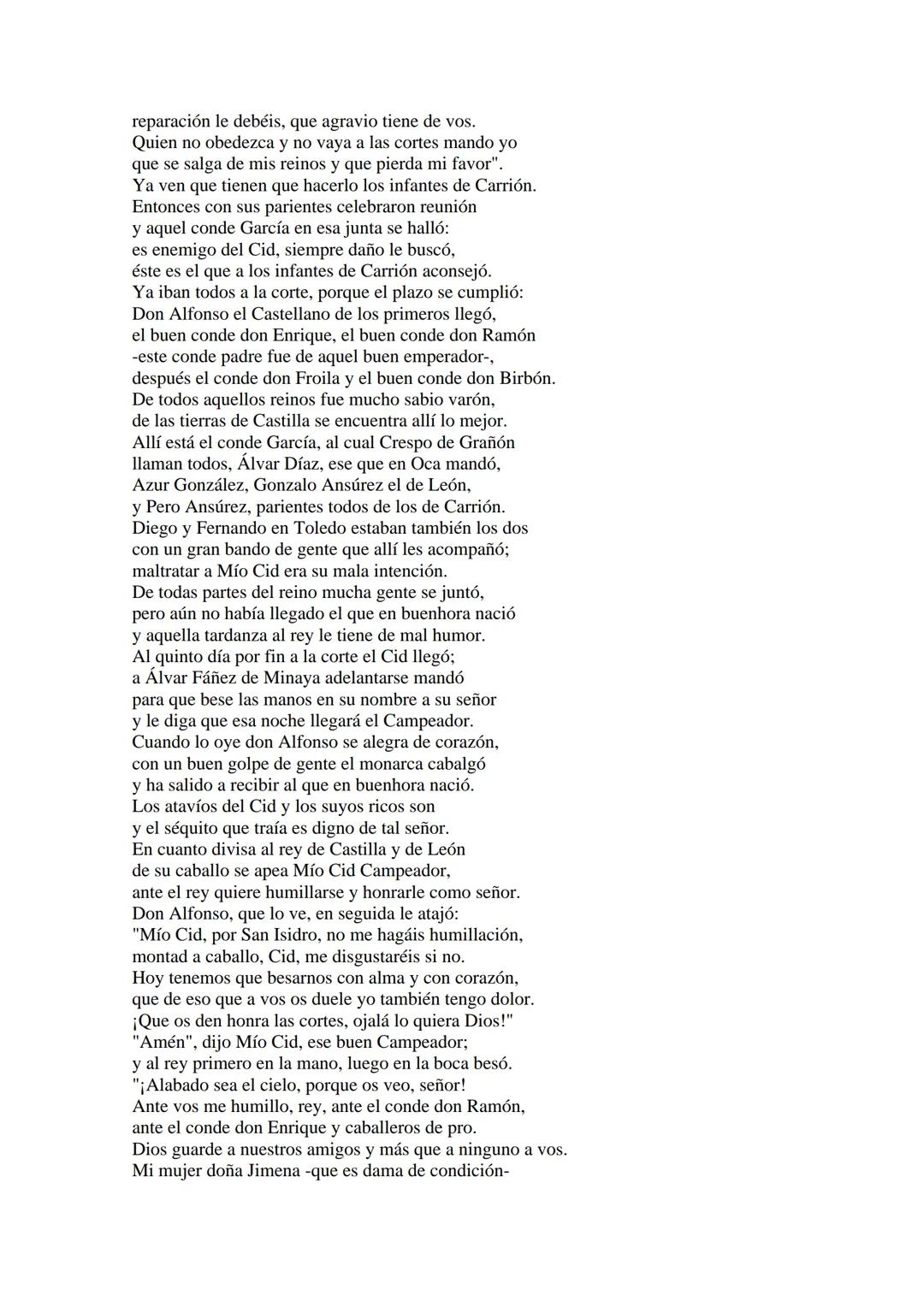 CANTAR DE MIO CID EN CASTELLANO MODERNO
Tirada 1
1.
El Cid convoca a sus vasallos; éstos se destierran con él.
Adiós del Cid a Vivar.
(Envió
