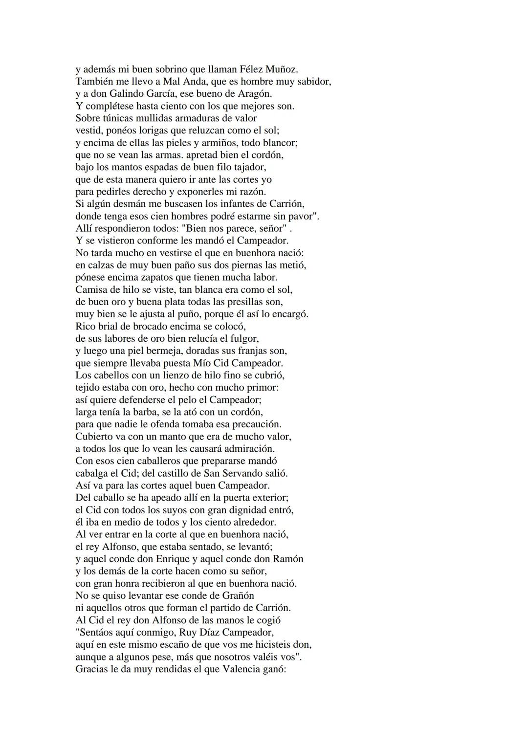CANTAR DE MIO CID EN CASTELLANO MODERNO
Tirada 1
1.
El Cid convoca a sus vasallos; éstos se destierran con él.
Adiós del Cid a Vivar.
(Envió