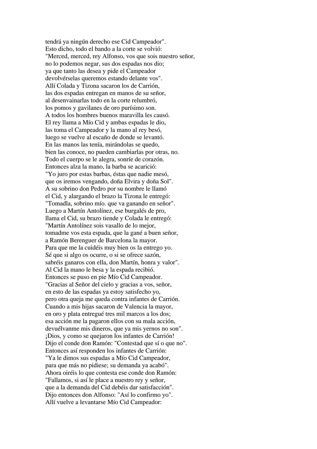 CANTAR DE MIO CID EN CASTELLANO MODERNO
Tirada 1
1.
El Cid convoca a sus vasallos; éstos se destierran con él.
Adiós del Cid a Vivar.
(Envió