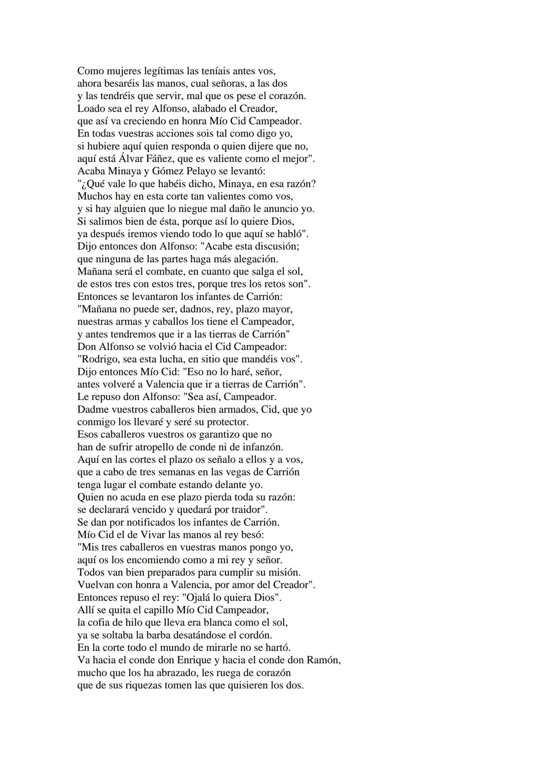 CANTAR DE MIO CID EN CASTELLANO MODERNO
Tirada 1
1.
El Cid convoca a sus vasallos; éstos se destierran con él.
Adiós del Cid a Vivar.
(Envió