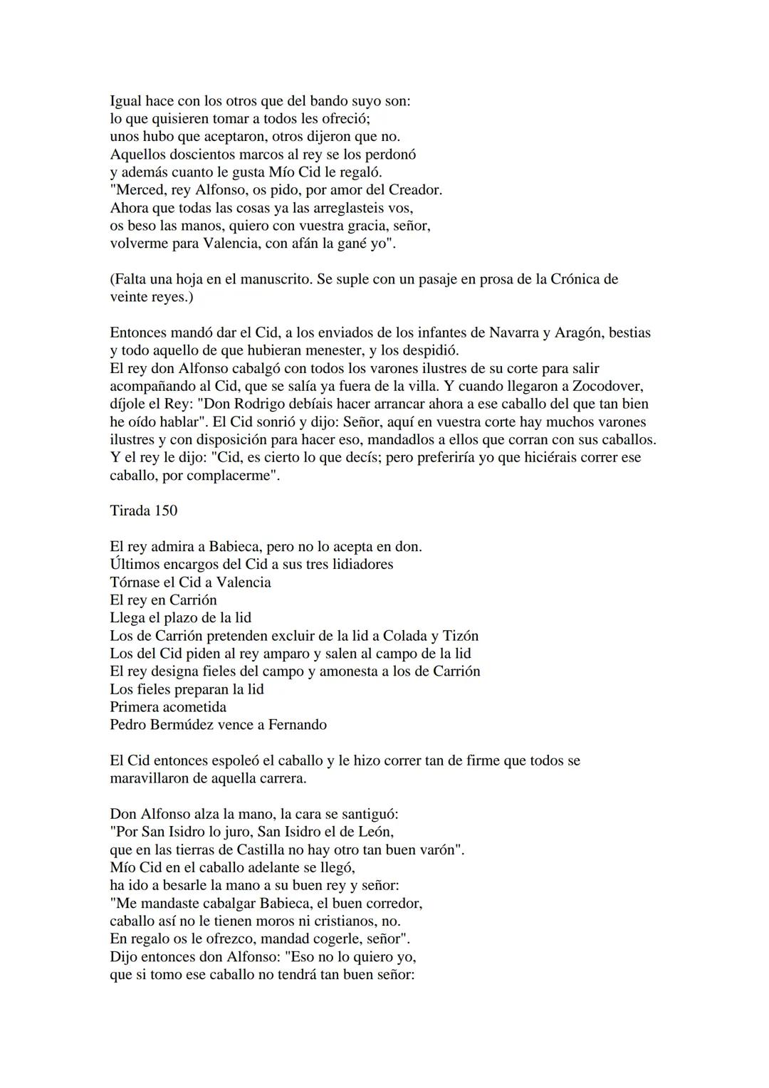 CANTAR DE MIO CID EN CASTELLANO MODERNO
Tirada 1
1.
El Cid convoca a sus vasallos; éstos se destierran con él.
Adiós del Cid a Vivar.
(Envió