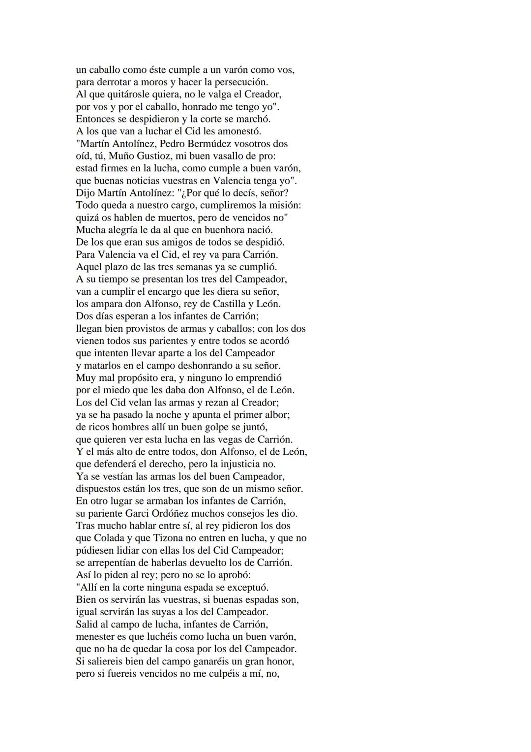 CANTAR DE MIO CID EN CASTELLANO MODERNO
Tirada 1
1.
El Cid convoca a sus vasallos; éstos se destierran con él.
Adiós del Cid a Vivar.
(Envió