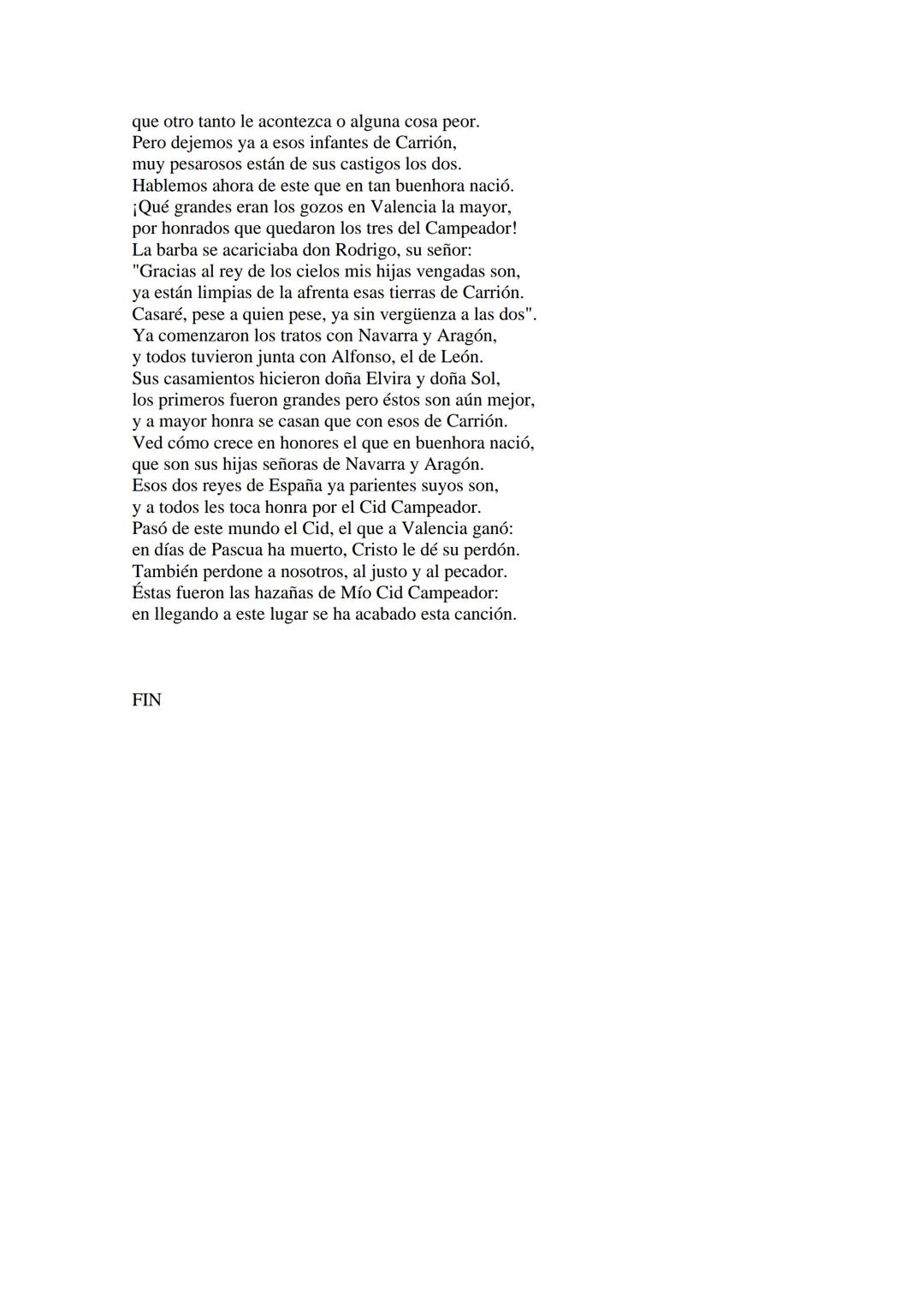 CANTAR DE MIO CID EN CASTELLANO MODERNO
Tirada 1
1.
El Cid convoca a sus vasallos; éstos se destierran con él.
Adiós del Cid a Vivar.
(Envió