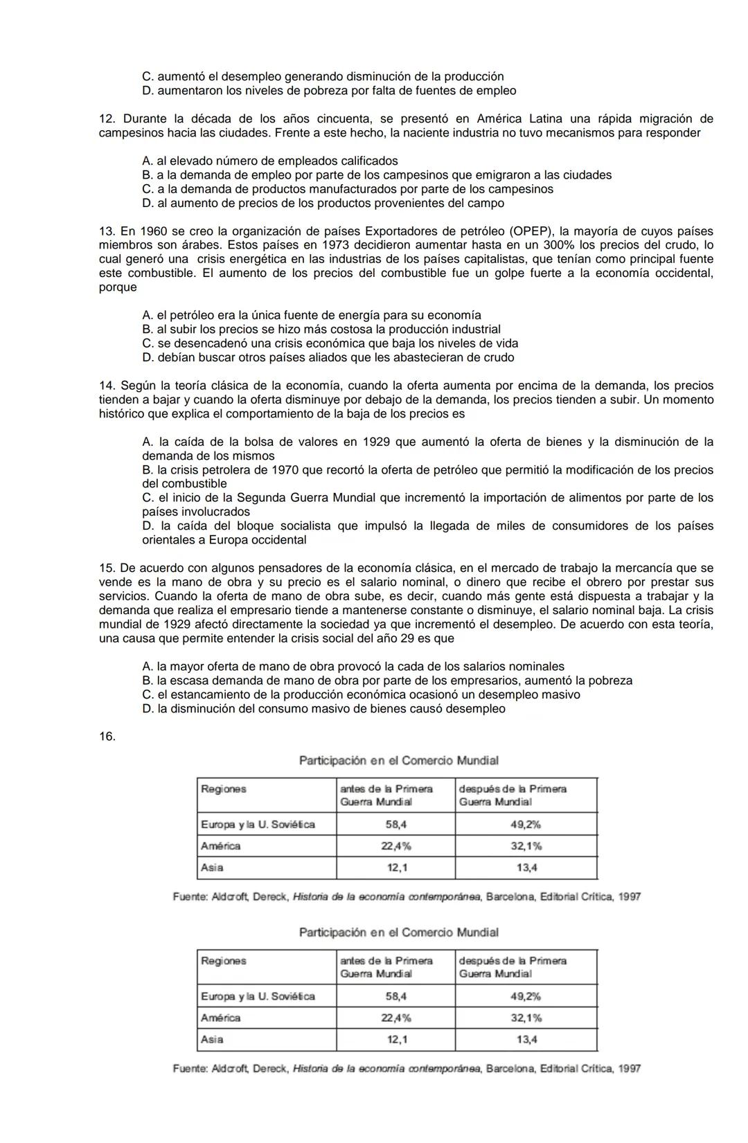 Examen de Estado,
ICFES
Banco de preguntas de historia
Los grupos de preguntas que se incluyen en las pruebas de historia son los
siguientes