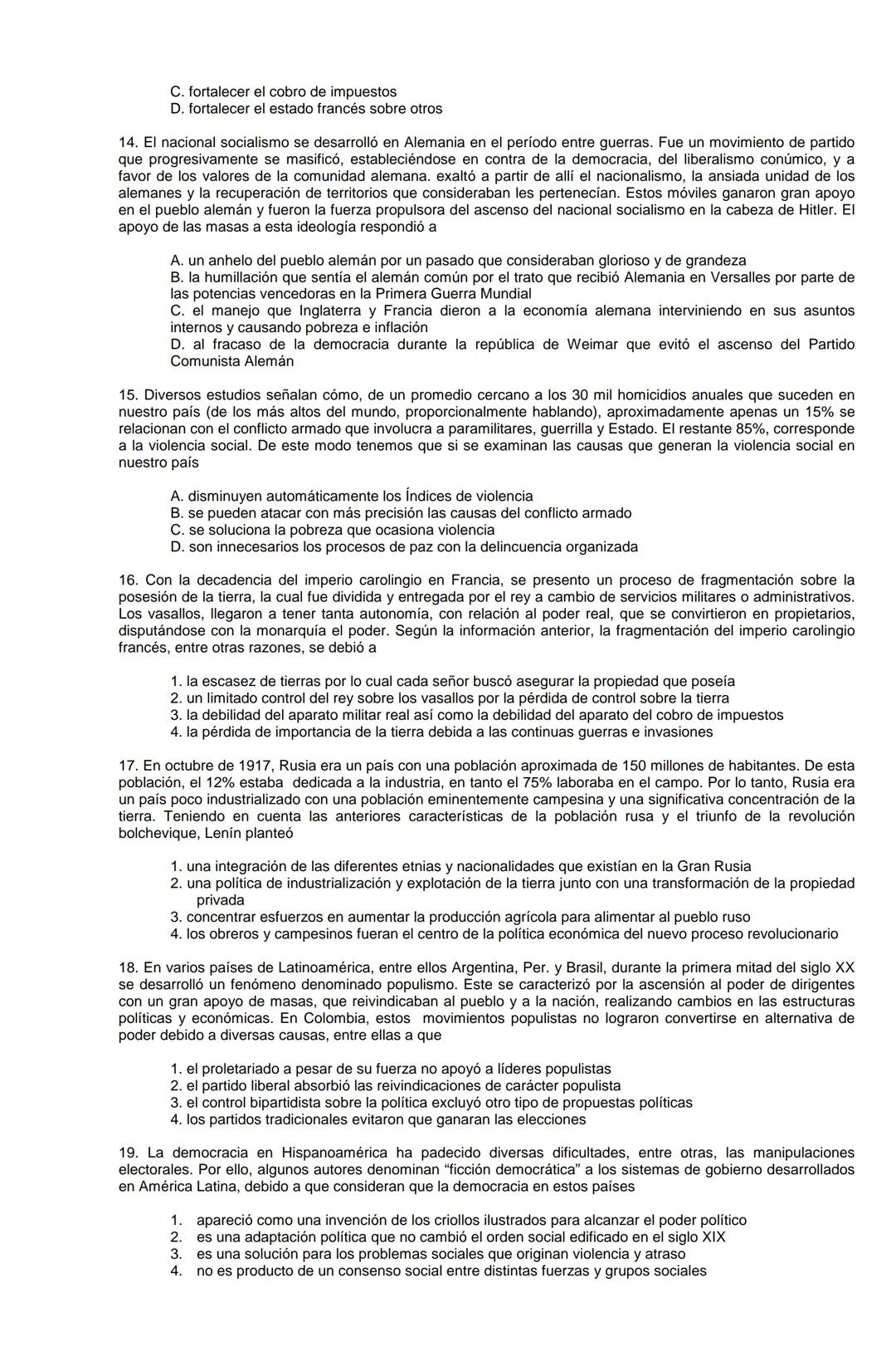 Examen de Estado,
ICFES
Banco de preguntas de historia
Los grupos de preguntas que se incluyen en las pruebas de historia son los
siguientes