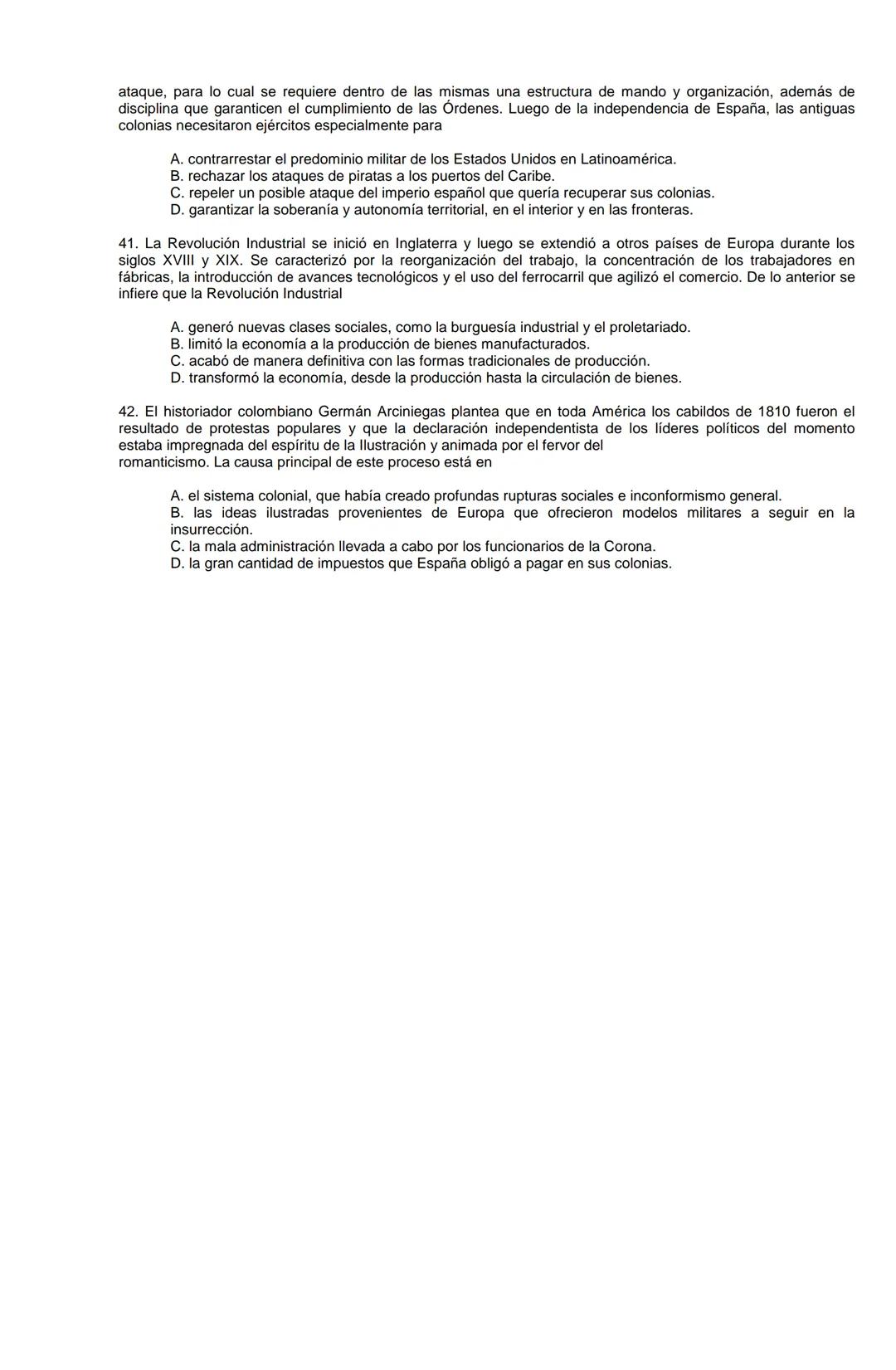 Examen de Estado,
ICFES
Banco de preguntas de historia
Los grupos de preguntas que se incluyen en las pruebas de historia son los
siguientes