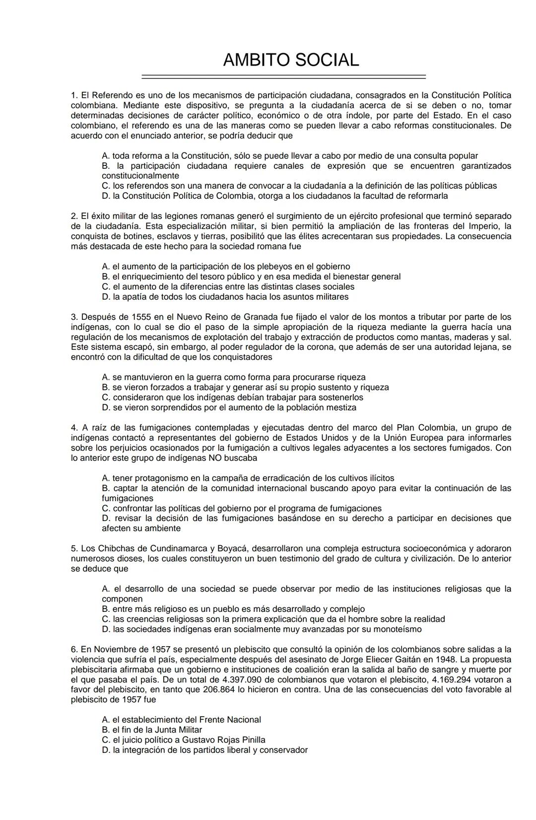 Examen de Estado,
ICFES
Banco de preguntas de historia
Los grupos de preguntas que se incluyen en las pruebas de historia son los
siguientes
