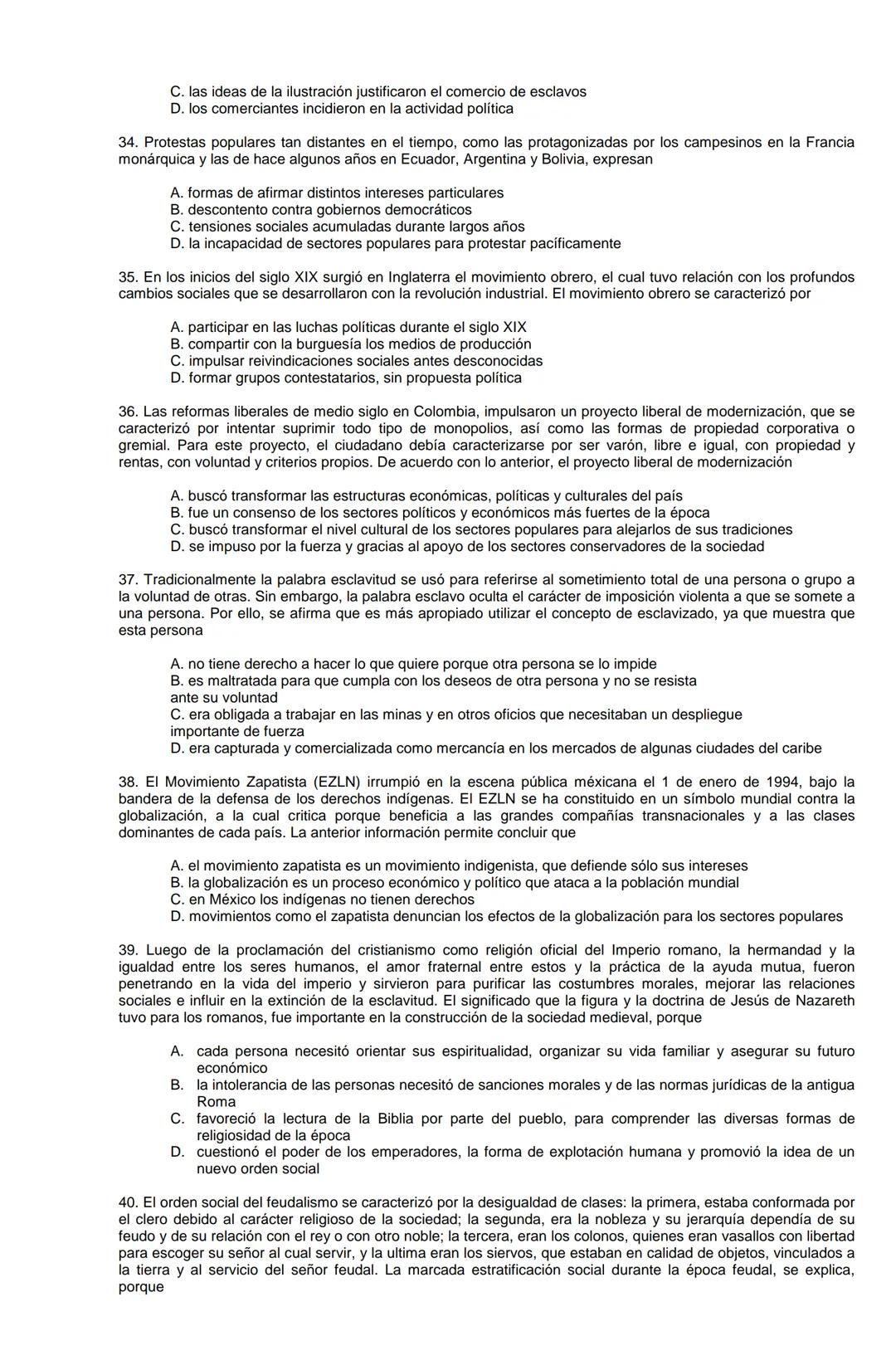 Examen de Estado,
ICFES
Banco de preguntas de historia
Los grupos de preguntas que se incluyen en las pruebas de historia son los
siguientes