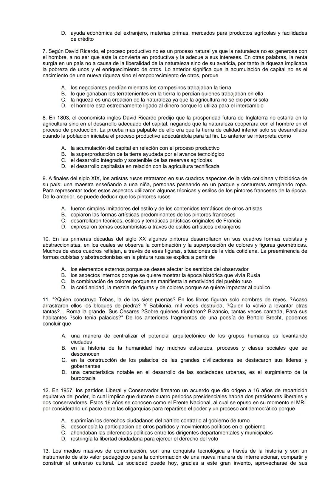Examen de Estado,
ICFES
Banco de preguntas de historia
Los grupos de preguntas que se incluyen en las pruebas de historia son los
siguientes
