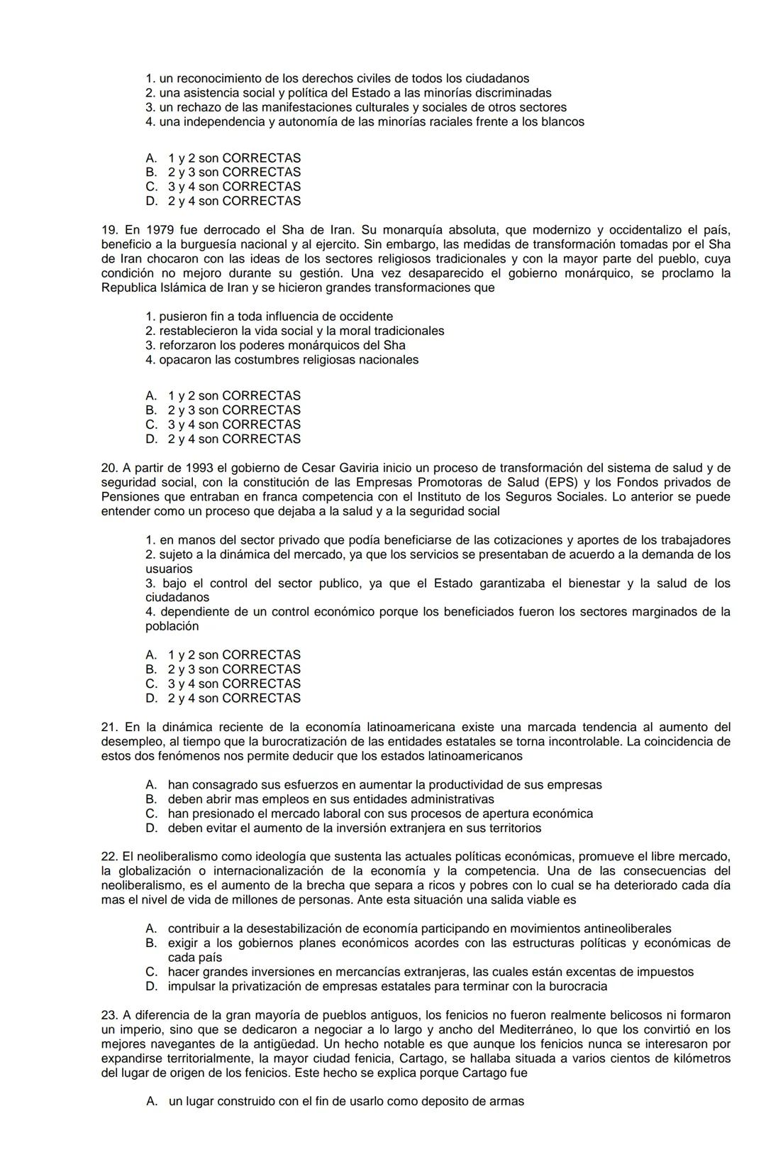 Examen de Estado,
ICFES
Banco de preguntas de historia
Los grupos de preguntas que se incluyen en las pruebas de historia son los
siguientes