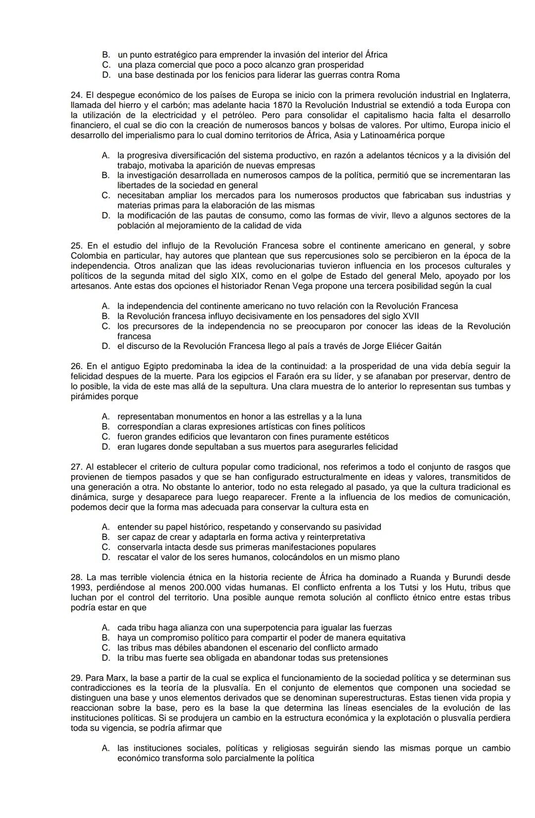 Examen de Estado,
ICFES
Banco de preguntas de historia
Los grupos de preguntas que se incluyen en las pruebas de historia son los
siguientes