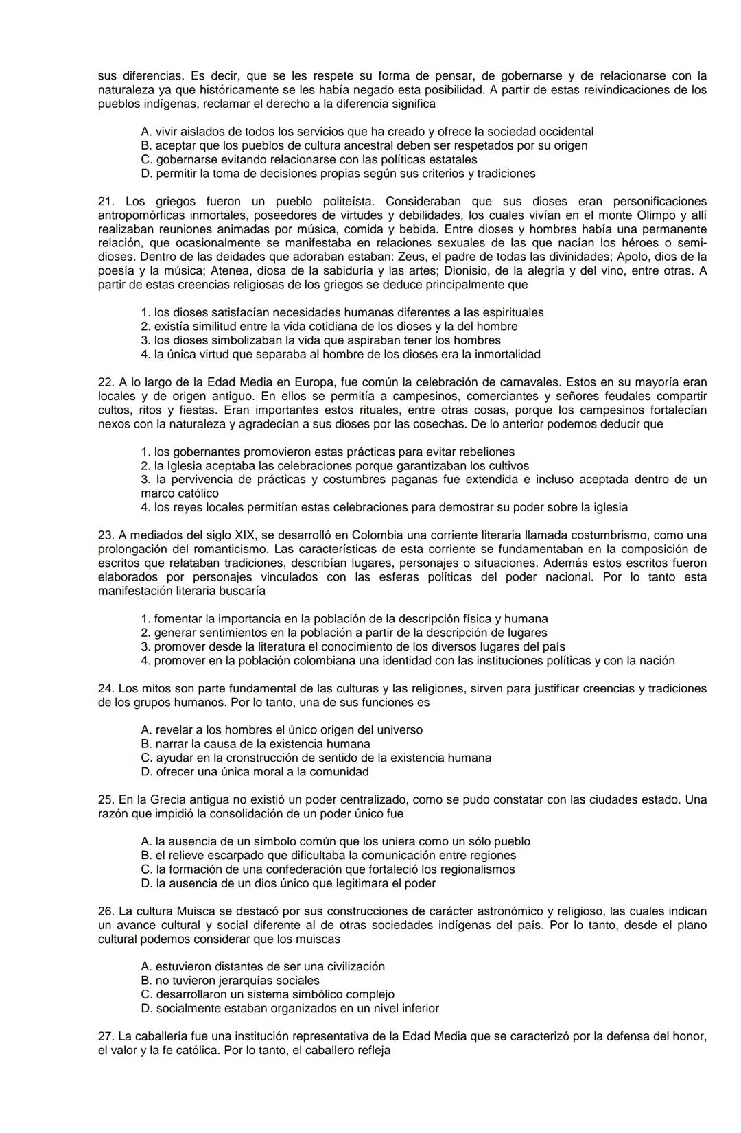 Examen de Estado,
ICFES
Banco de preguntas de historia
Los grupos de preguntas que se incluyen en las pruebas de historia son los
siguientes