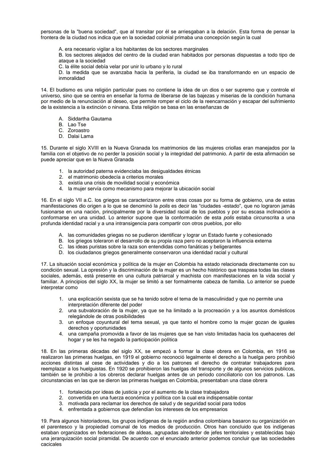 Examen de Estado,
ICFES
Banco de preguntas de historia
Los grupos de preguntas que se incluyen en las pruebas de historia son los
siguientes