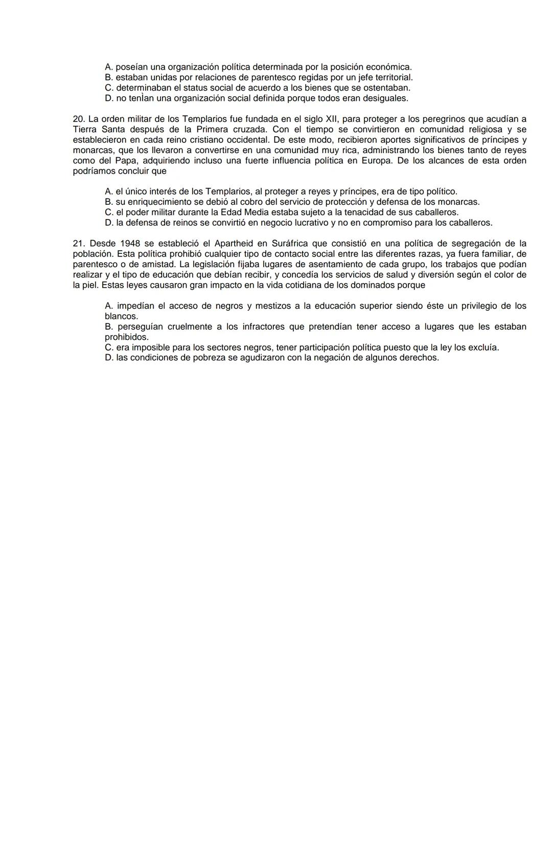 Examen de Estado,
ICFES
Banco de preguntas de historia
Los grupos de preguntas que se incluyen en las pruebas de historia son los
siguientes