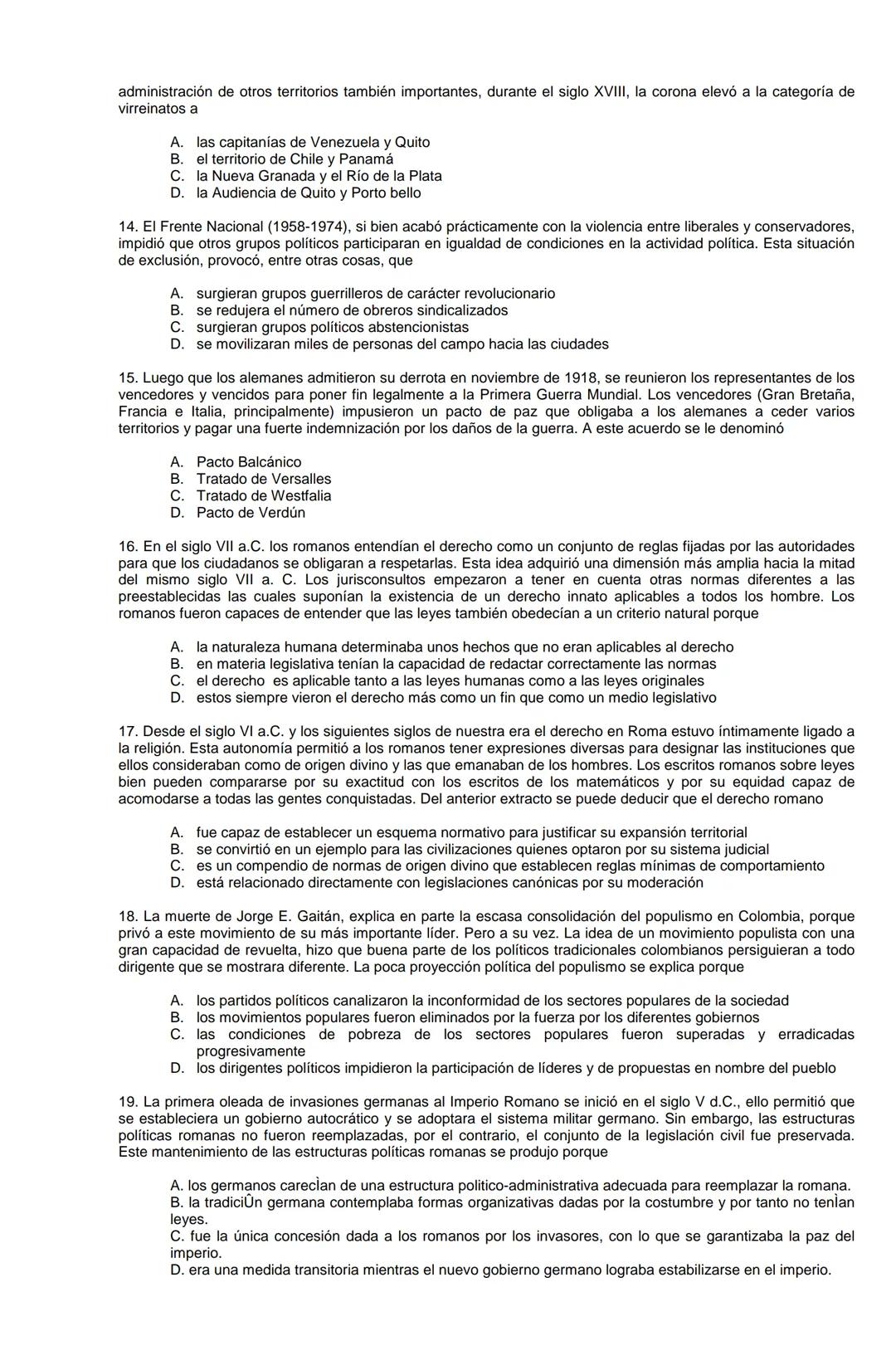 Examen de Estado,
ICFES
Banco de preguntas de historia
Los grupos de preguntas que se incluyen en las pruebas de historia son los
siguientes