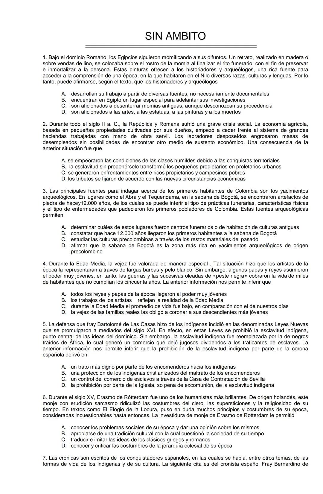 Examen de Estado,
ICFES
Banco de preguntas de historia
Los grupos de preguntas que se incluyen en las pruebas de historia son los
siguientes