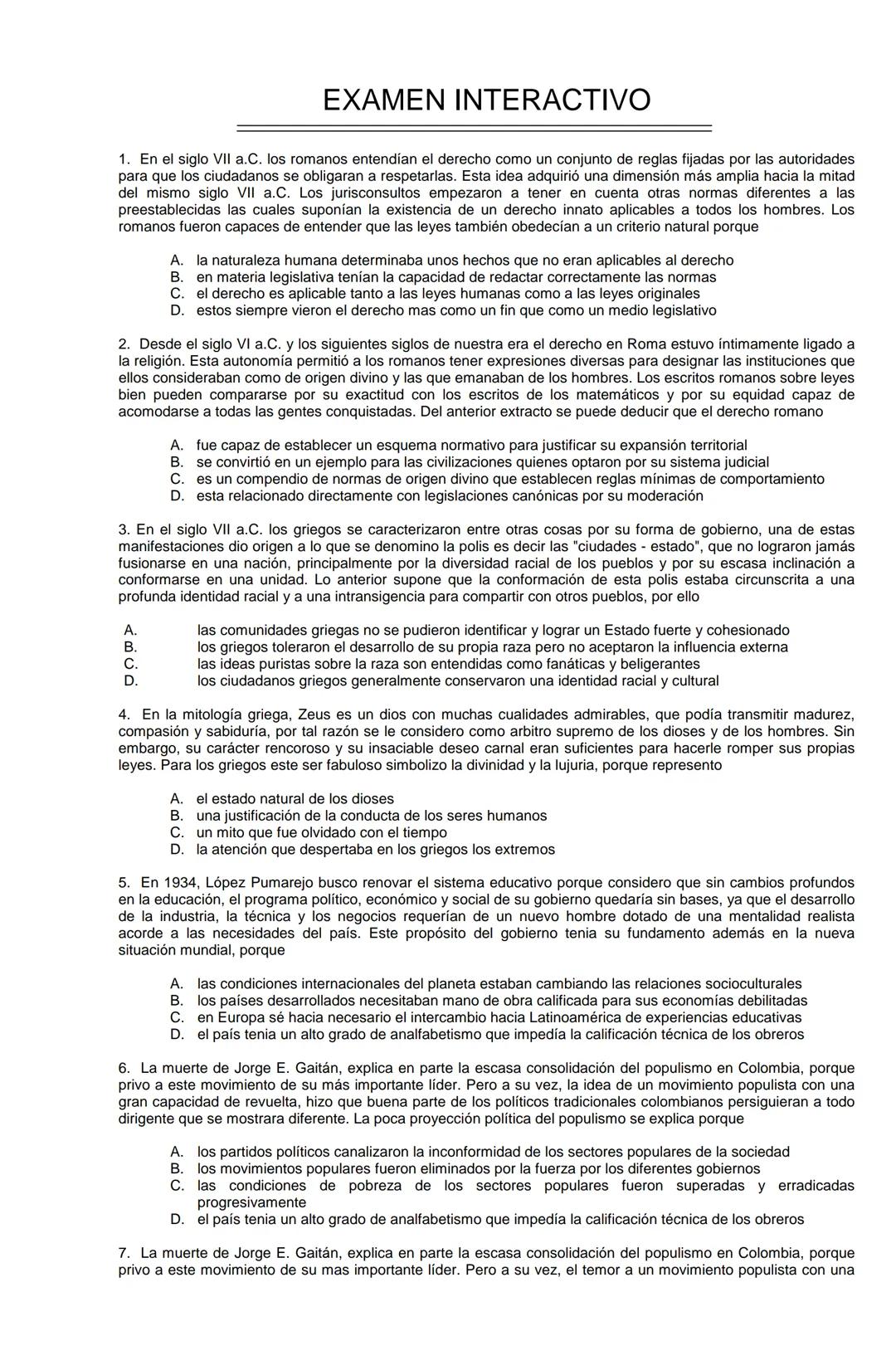 Examen de Estado,
ICFES
Banco de preguntas de historia
Los grupos de preguntas que se incluyen en las pruebas de historia son los
siguientes