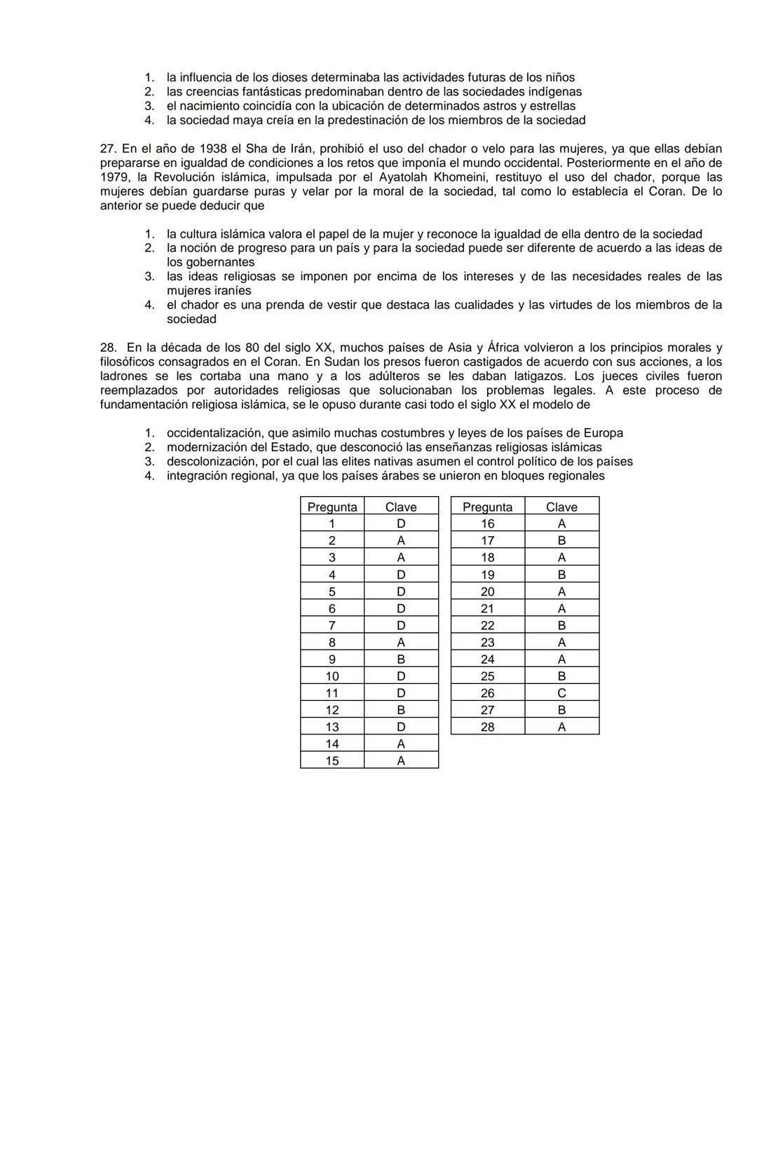 Examen de Estado,
ICFES
Banco de preguntas de historia
Los grupos de preguntas que se incluyen en las pruebas de historia son los
siguientes