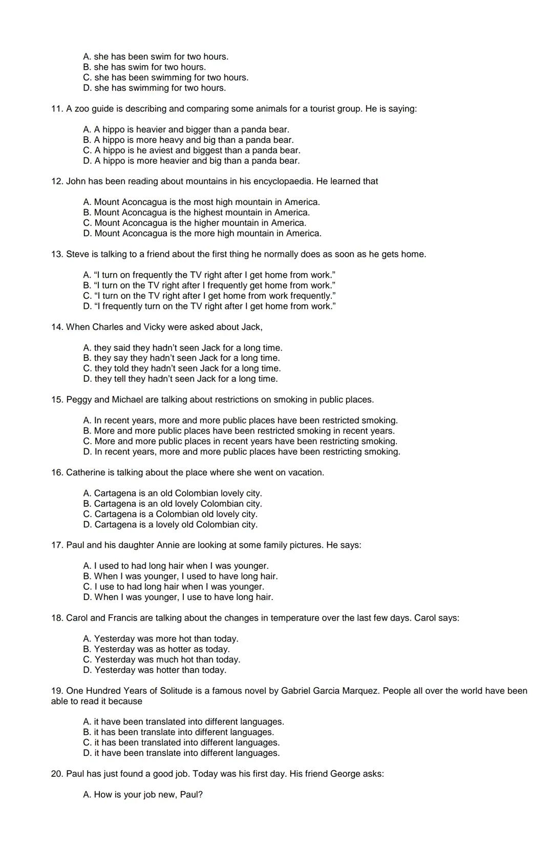 Examen de Estado
Banco de preguntas de ingles
La prueba de ingles se encuentra organizada en los siguientes grupos de preguntas:
• Construc