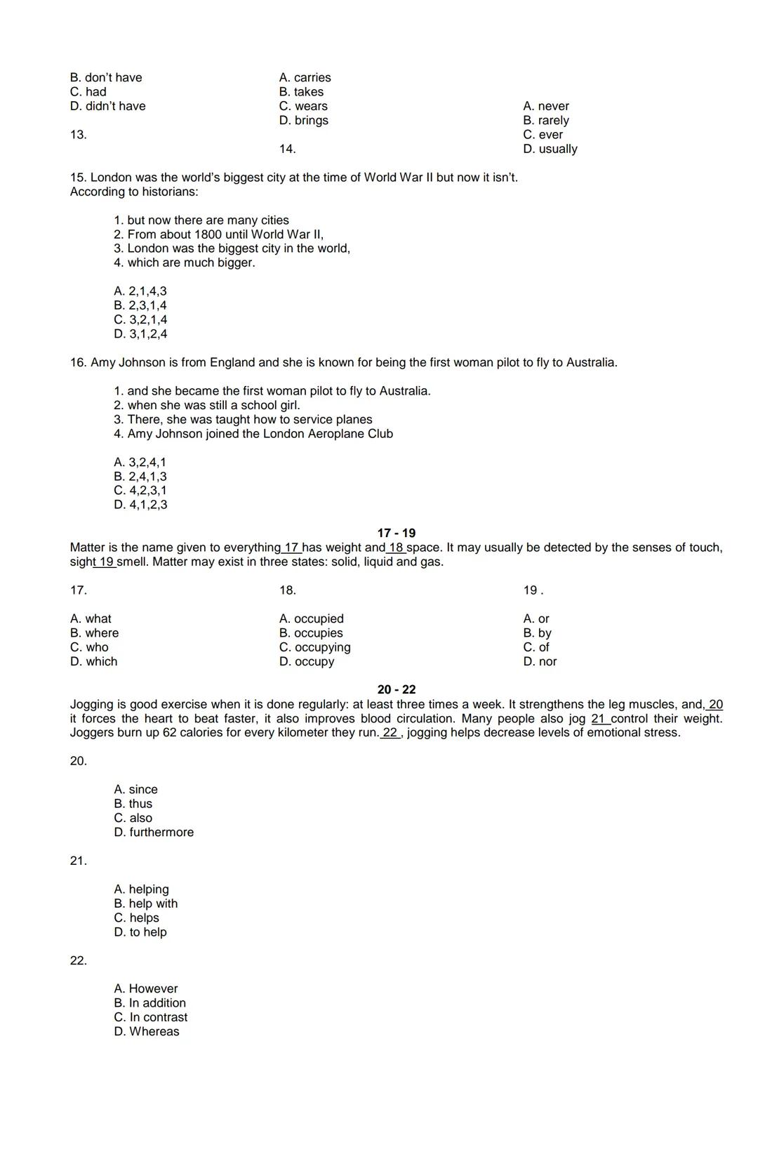 Examen de Estado
Banco de preguntas de ingles
La prueba de ingles se encuentra organizada en los siguientes grupos de preguntas:
• Construc
