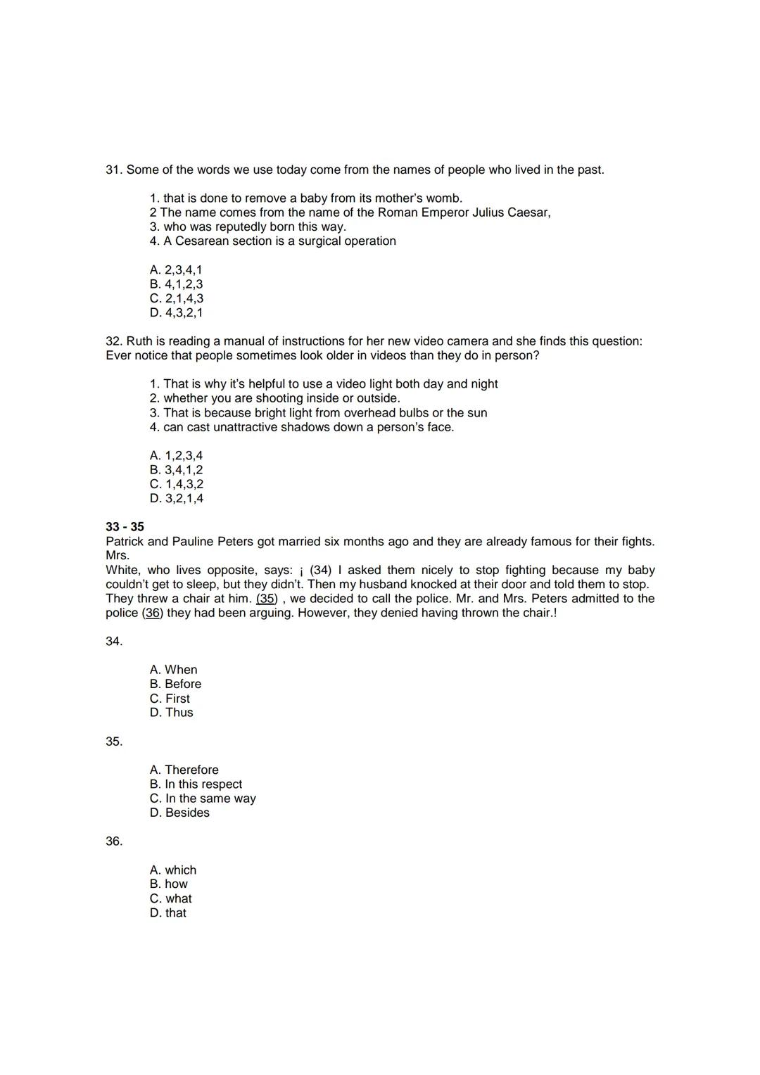 Examen de Estado
Banco de preguntas de ingles
La prueba de ingles se encuentra organizada en los siguientes grupos de preguntas:
• Construc