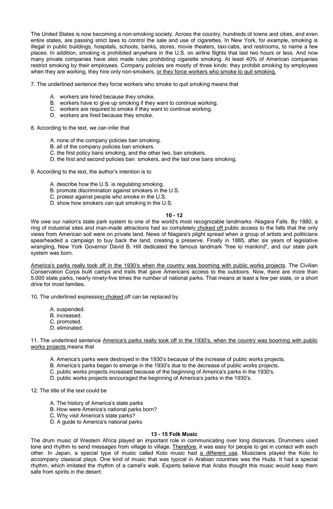 Examen de Estado
Banco de preguntas de ingles
La prueba de ingles se encuentra organizada en los siguientes grupos de preguntas:
• Construc