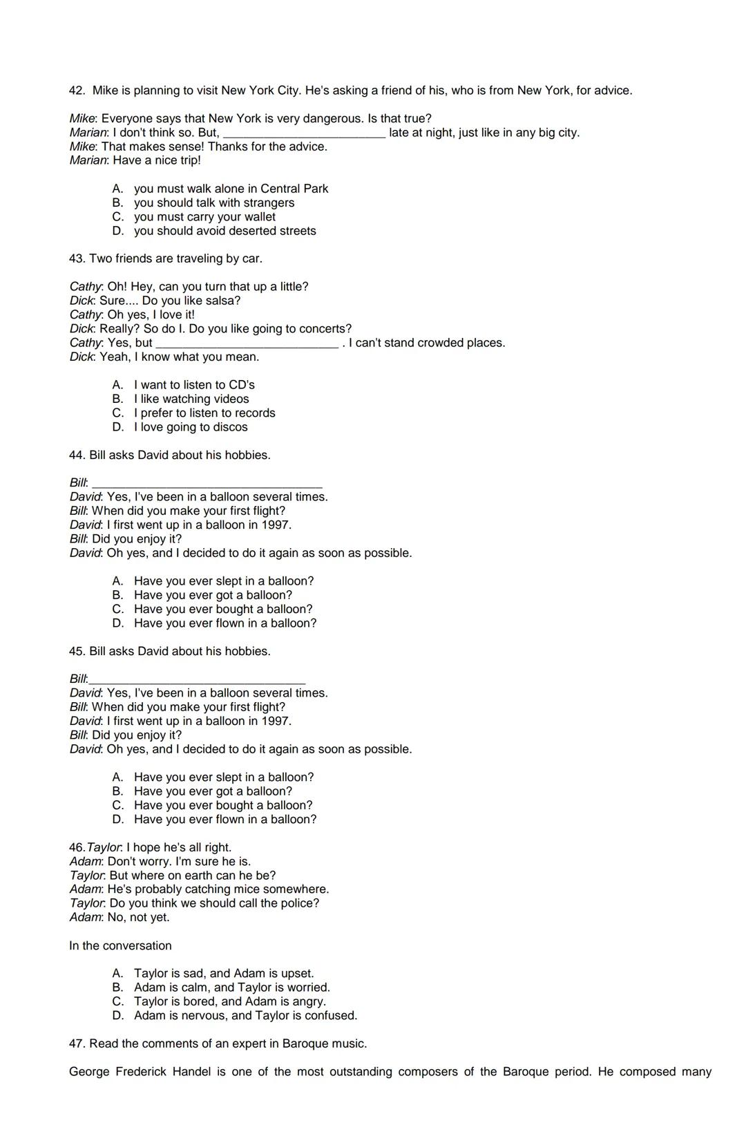 Examen de Estado
Banco de preguntas de ingles
La prueba de ingles se encuentra organizada en los siguientes grupos de preguntas:
• Construc