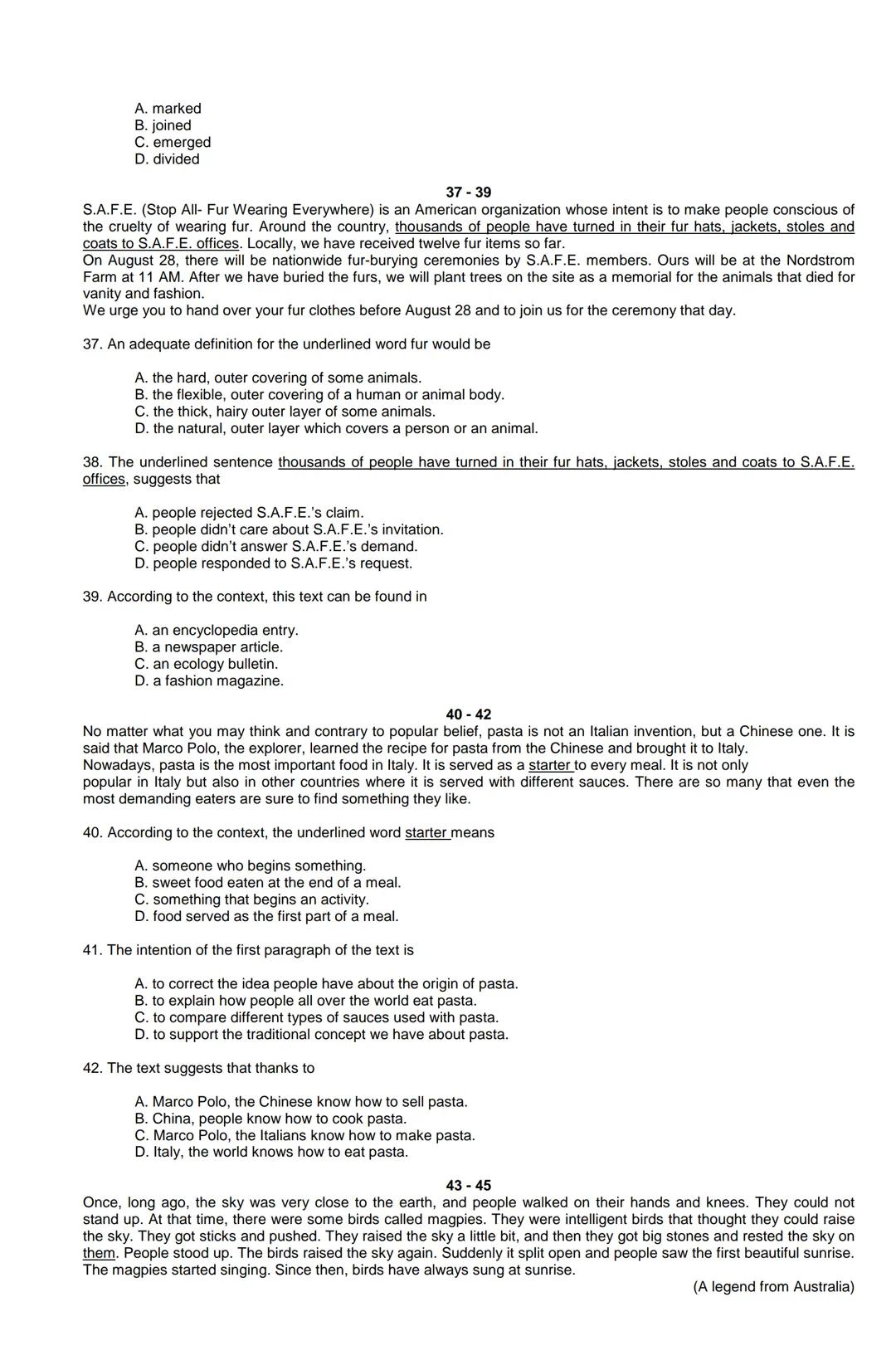 Examen de Estado
Banco de preguntas de ingles
La prueba de ingles se encuentra organizada en los siguientes grupos de preguntas:
• Construc