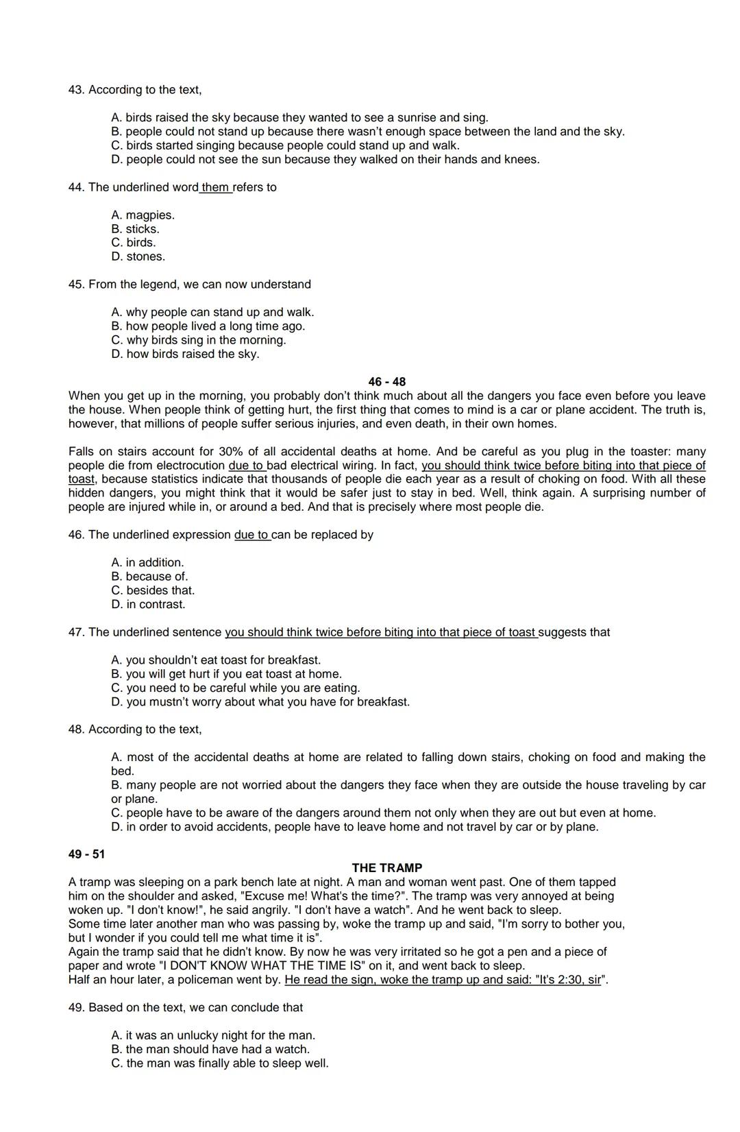 Examen de Estado
Banco de preguntas de ingles
La prueba de ingles se encuentra organizada en los siguientes grupos de preguntas:
• Construc