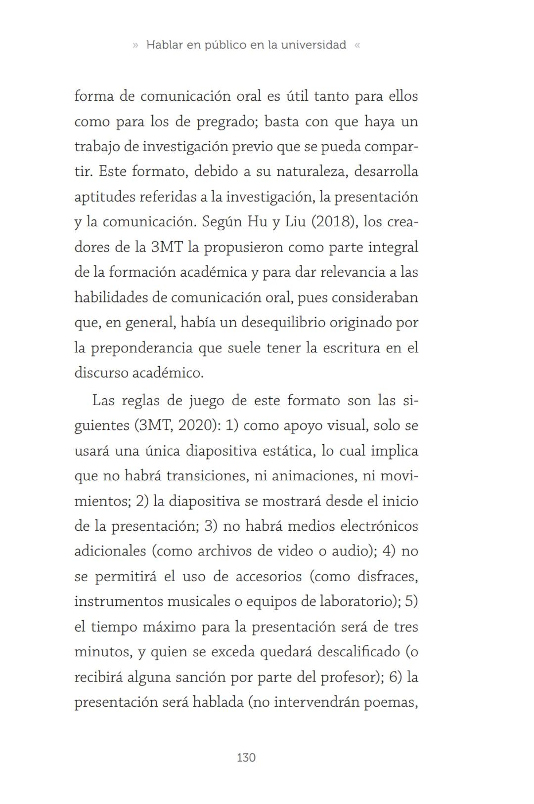 HABLAR EN
PÚBLICO EN LA
UNIVERSIDAD HABLAR EN
PÚBLICO EN LA
UNIVERSIDAD
Un manual para desenvolverse
ante una audiencia
John Moya Barreto
H