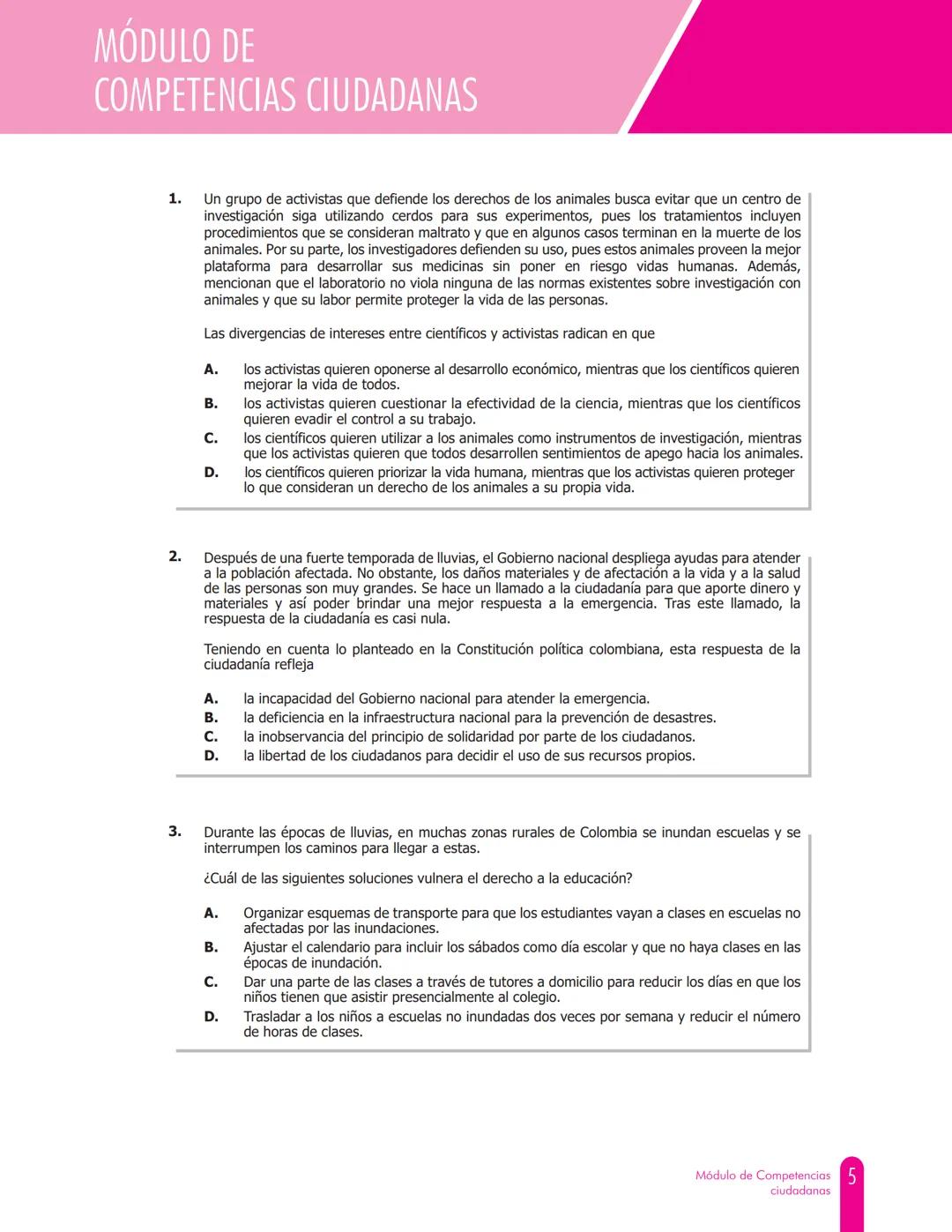 CUADERNILLO DE PREGUNTAS
icfes
saber pro
Módulo de Competencias ciudadanas
Saber Pro
+
VOTE
GOBIERNO
DE COLOMBIA
MINEDUCACIÓN icfes
mejor s