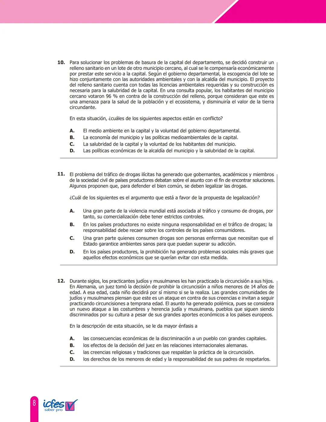 CUADERNILLO DE PREGUNTAS
icfes
saber pro
Módulo de Competencias ciudadanas
Saber Pro
+
VOTE
GOBIERNO
DE COLOMBIA
MINEDUCACIÓN icfes
mejor s