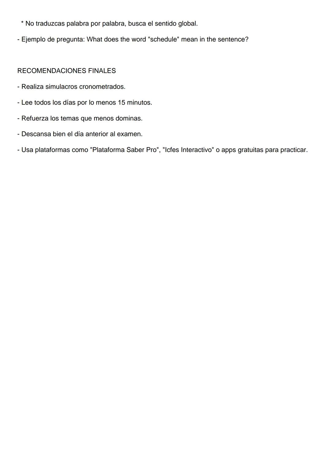 APUNTES GENERALES - PRUEBAS ICFES PARA CONCURSO
1. COMPRENSIÓN LECTORA
- Evalúa la capacidad de interpretar, analizar y reflexionar sobre di