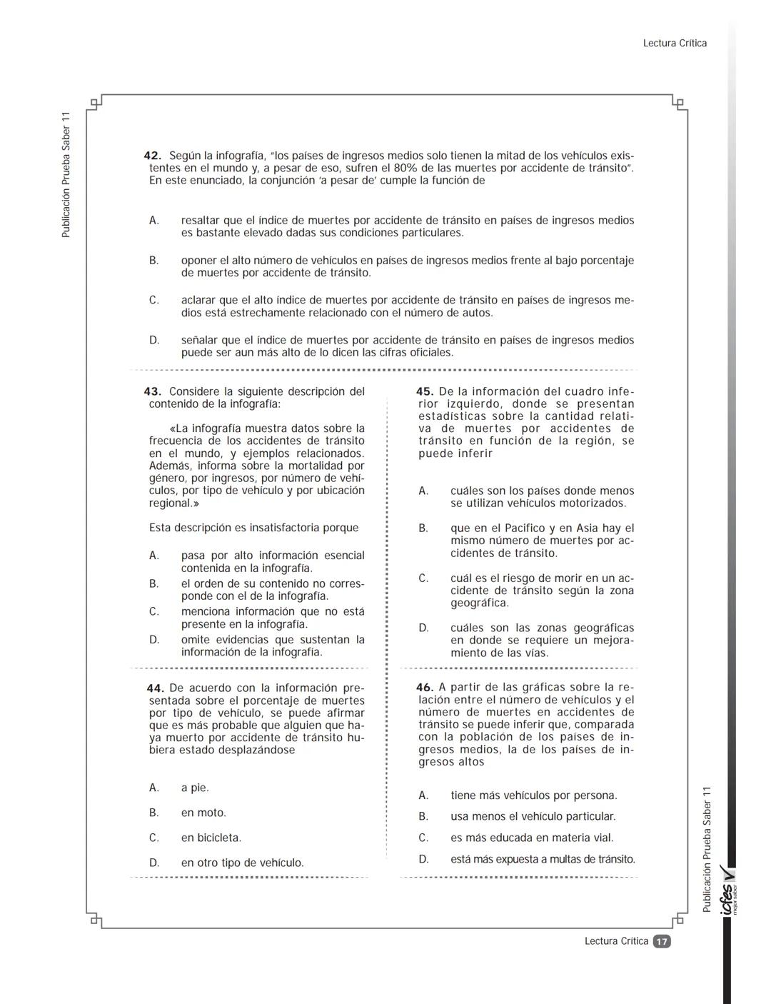 icfes V
saber 11°
CUADERNILLO
DE PREGUNTAS
SABER 11° 2016
Cuadernillo de prueba
Ejemplo de preguntas
11° grado Presidente de la República
Ju