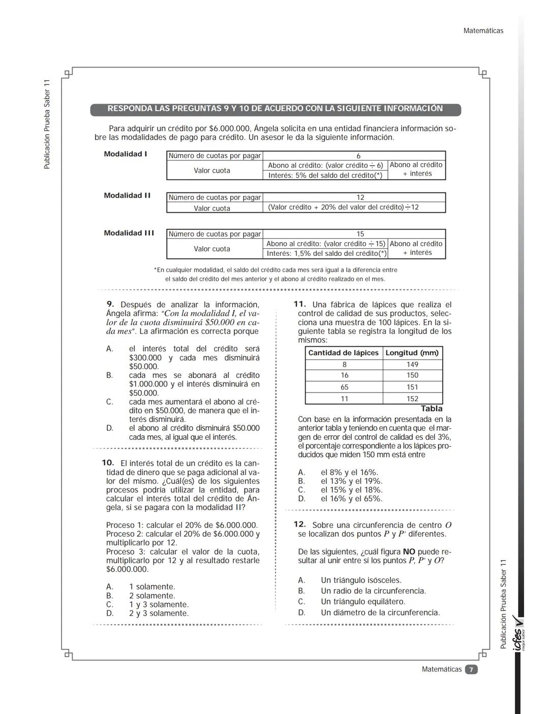 icfes V
saber 11°
CUADERNILLO
DE PREGUNTAS
SABER 11° 2016
Cuadernillo de prueba
Ejemplo de preguntas
11° grado Presidente de la República
Ju