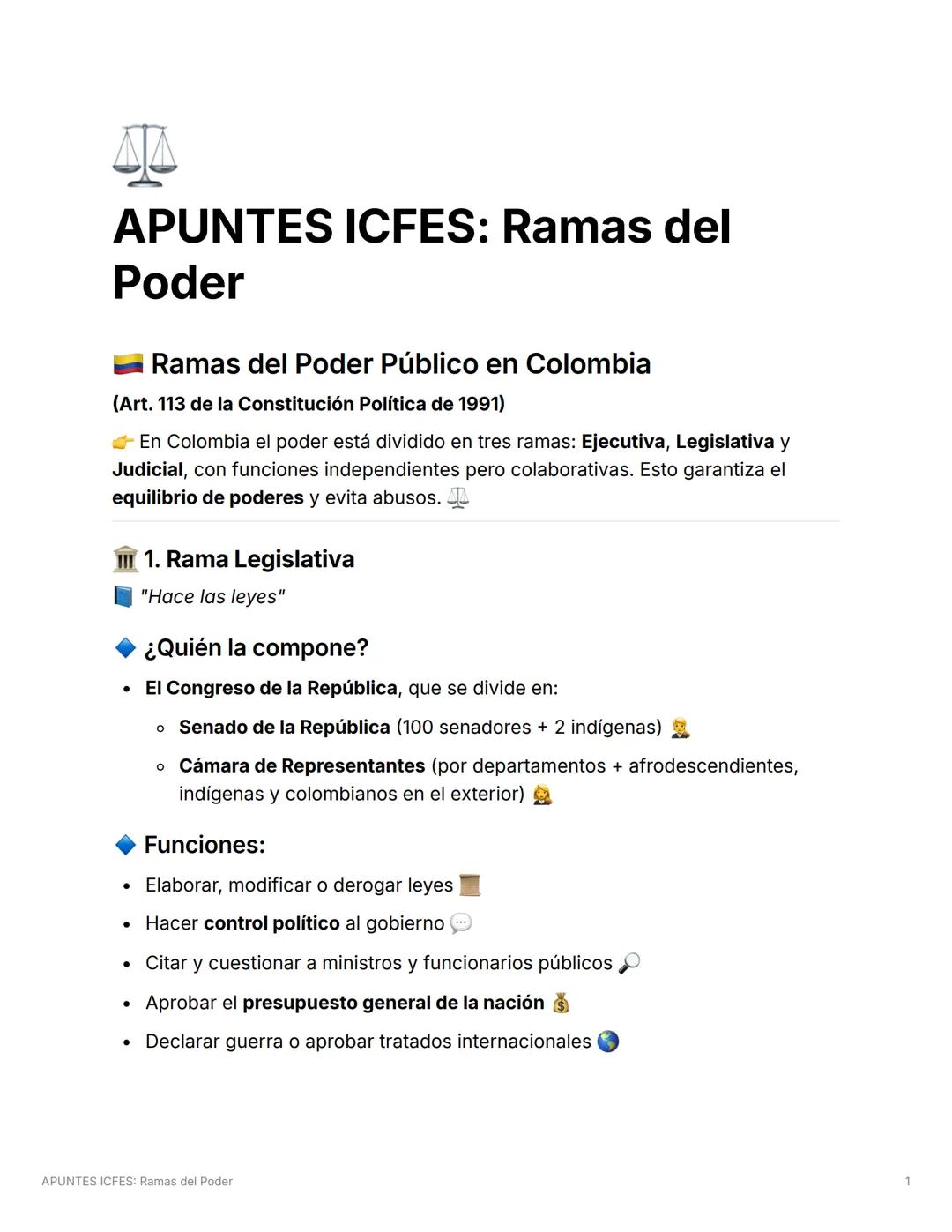 ICFES: RAMAS DEL PODER