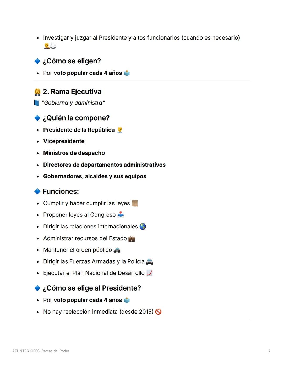 APUNTES ICFES: Ramas del
Poder
Ramas del Poder Público en Colombia
(Art. 113 de la Constitución Política de 1991)
En Colombia el poder está