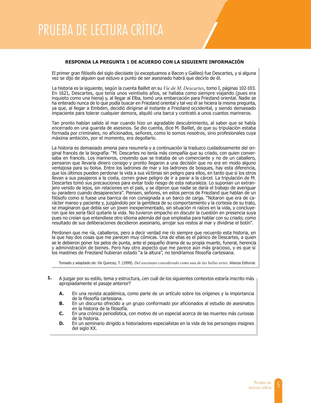 Cuadernillo de preguntas
Saber 11.°
Prueba de lectura crítica
icfes
saber 11.°
GOBIERNO
DE COLOMBIA
MINEDUCACIÓN icfes
mejor saber President