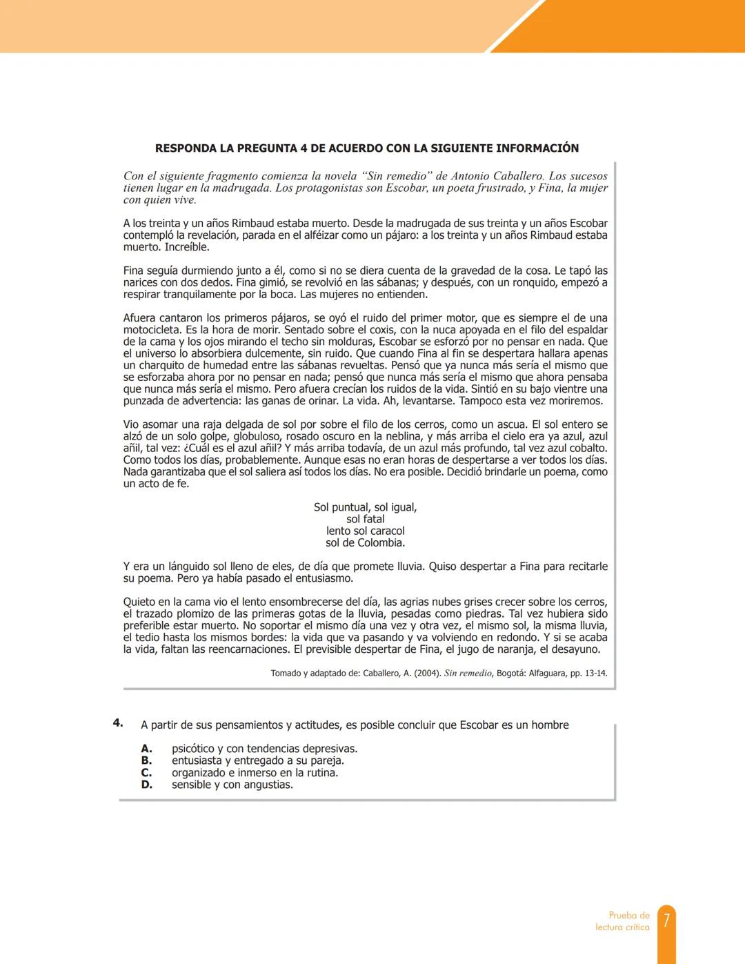 Cuadernillo de preguntas
Saber 11.°
Prueba de lectura crítica
icfes
saber 11.°
GOBIERNO
DE COLOMBIA
MINEDUCACIÓN icfes
mejor saber President
