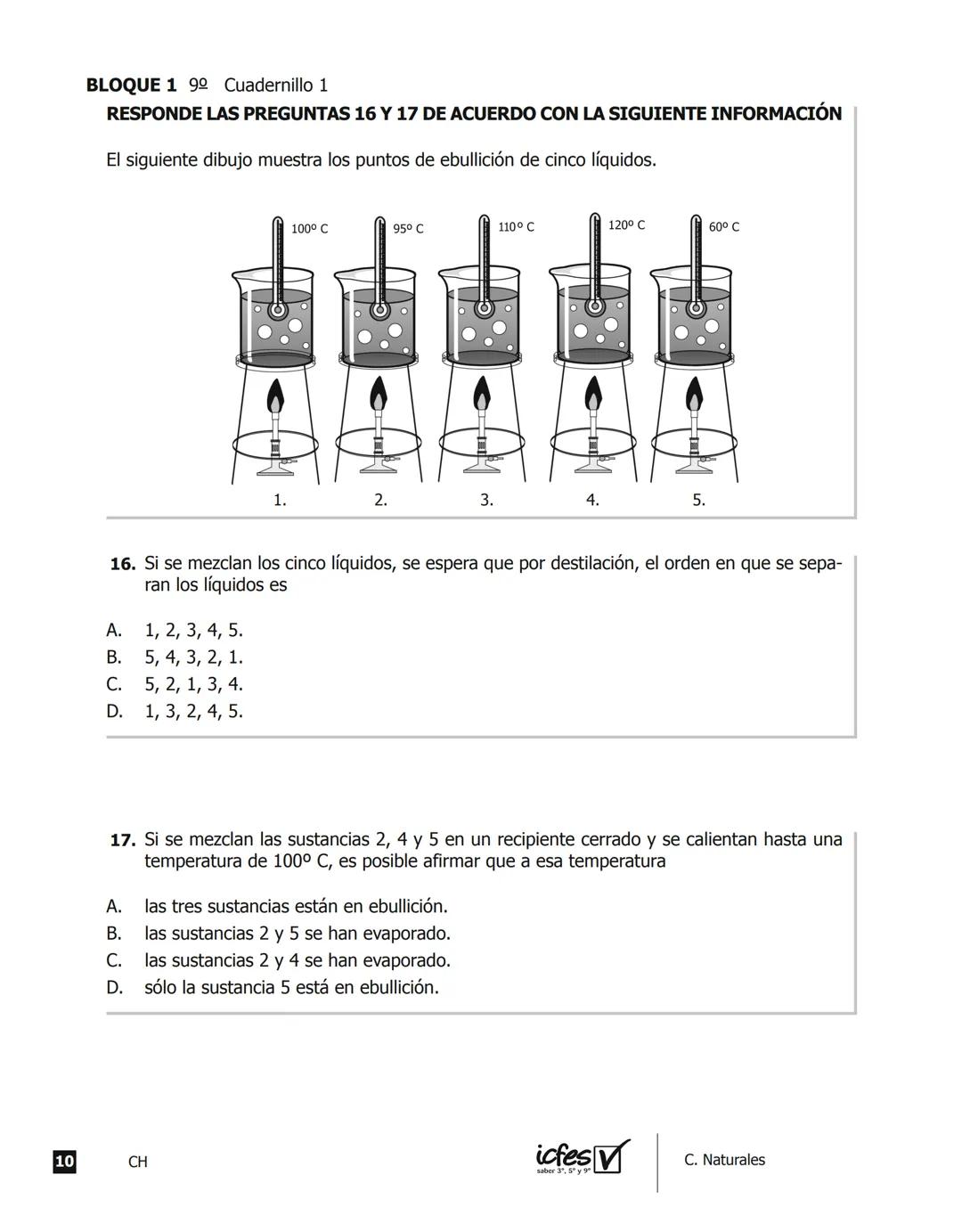 icfes V
saber 3º, 5º y 9°
CUADERNILLO
DE PREGUNTAS
SABER 3º, 5º y 9° 2012
Cuadernillo de prueba
Ciencias naturales
9° grado Presidente de la