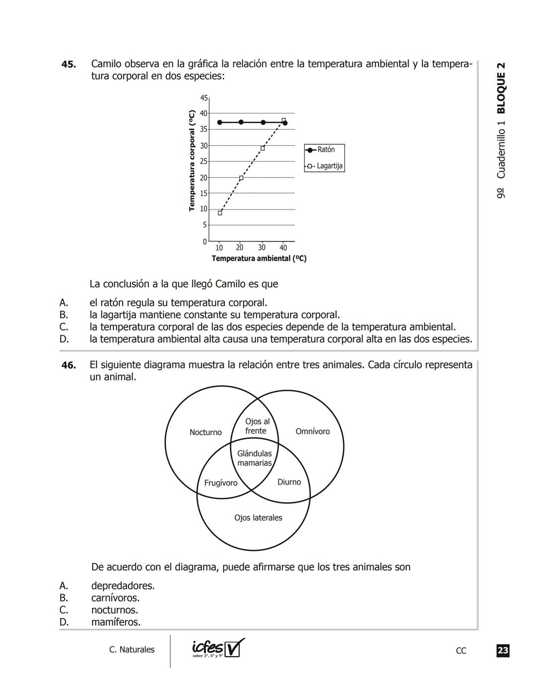 icfes V
saber 3º, 5º y 9°
CUADERNILLO
DE PREGUNTAS
SABER 3º, 5º y 9° 2012
Cuadernillo de prueba
Ciencias naturales
9° grado Presidente de la