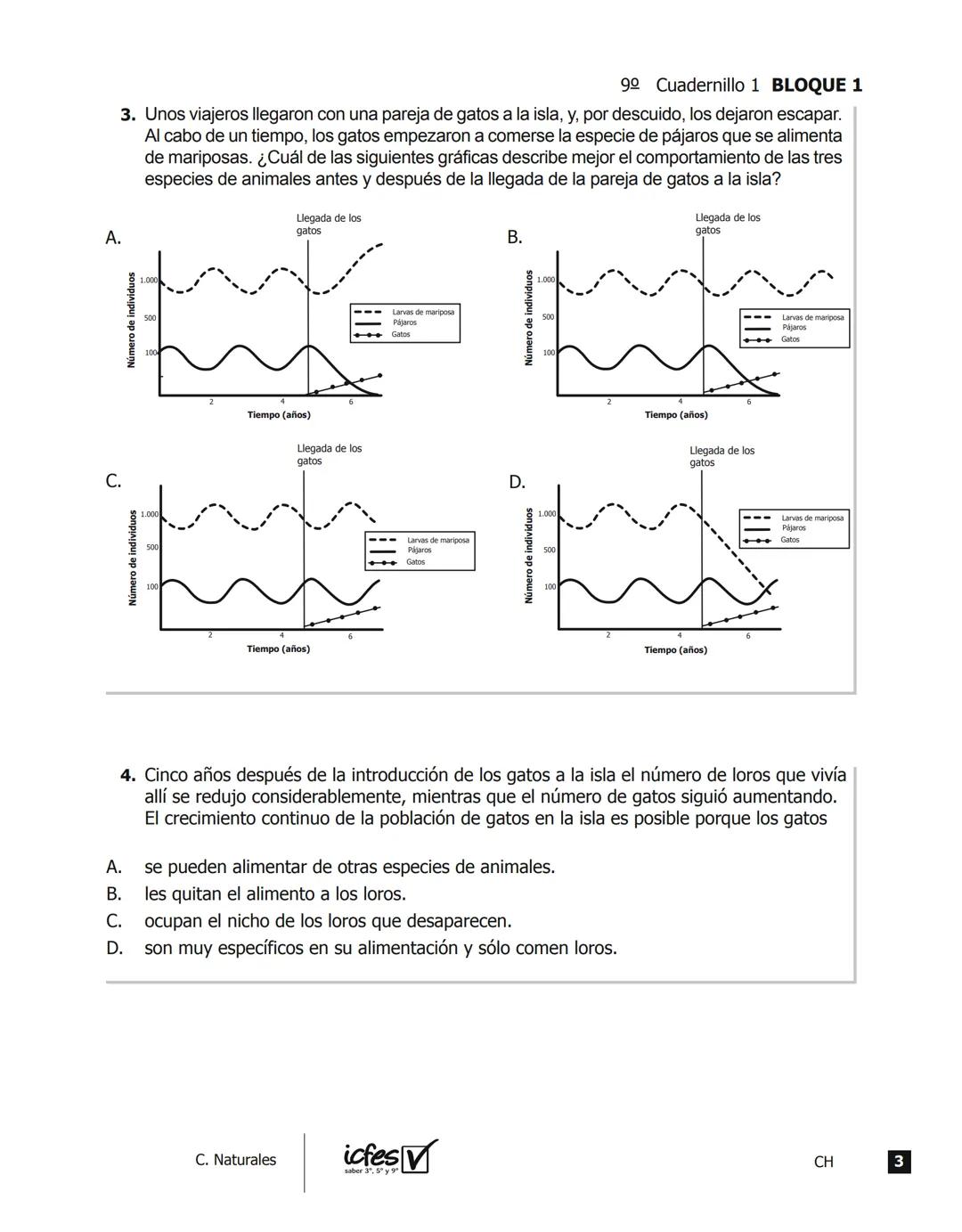 icfes V
saber 3º, 5º y 9°
CUADERNILLO
DE PREGUNTAS
SABER 3º, 5º y 9° 2012
Cuadernillo de prueba
Ciencias naturales
9° grado Presidente de la
